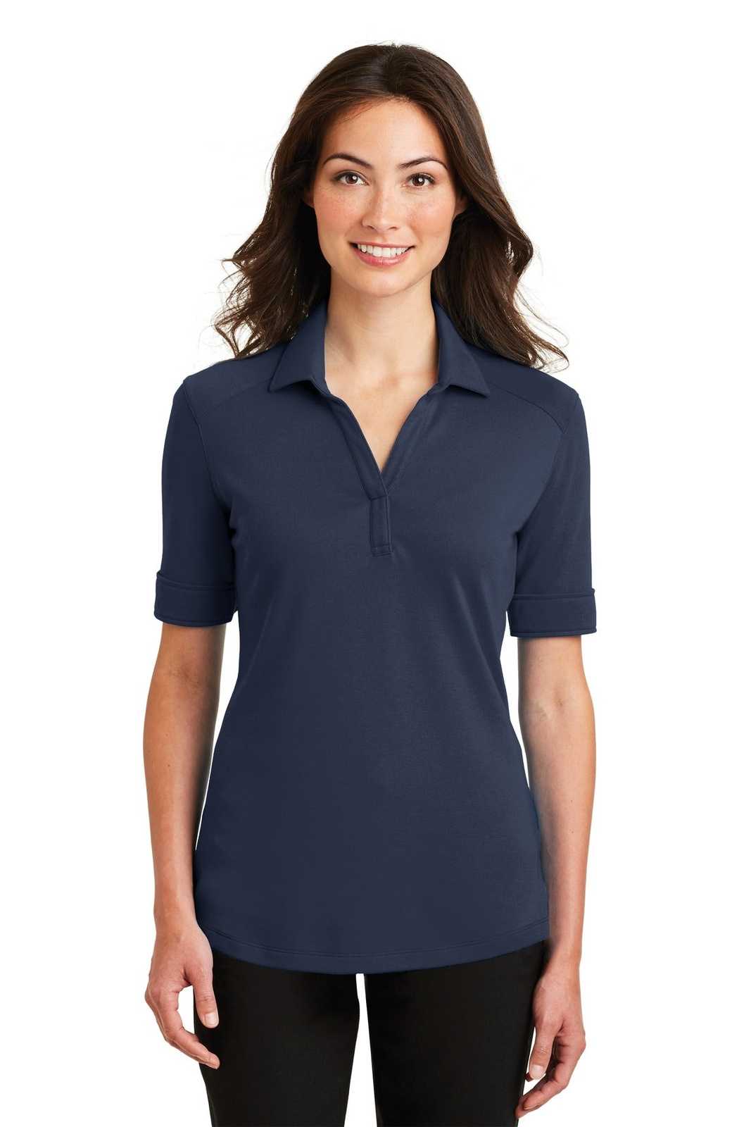 Port Authority L5200 Ladies Silk Touch Interlock Performance Polo - Navy - HIT a Double - 1