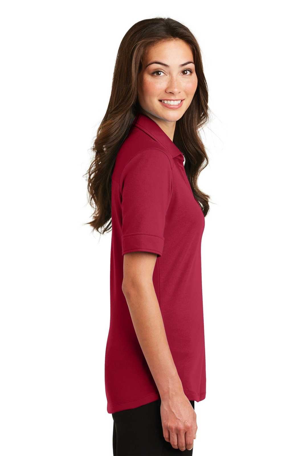Port Authority L5200 Ladies Silk Touch Interlock Performance Polo - Rich Red - HIT a Double - 3