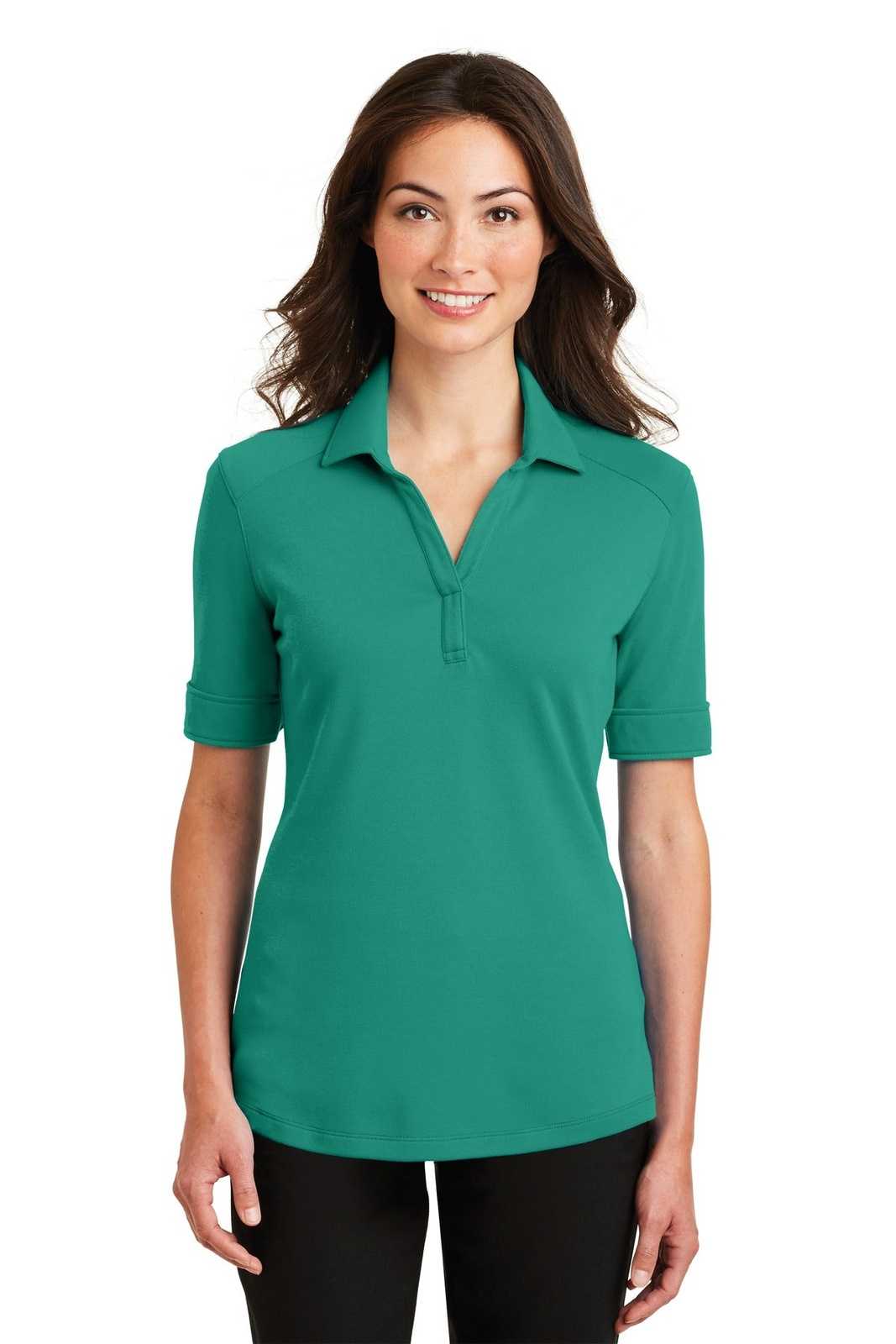 Port Authority L5200 Ladies Silk Touch Interlock Performance Polo - Verdant Green - HIT a Double - 1