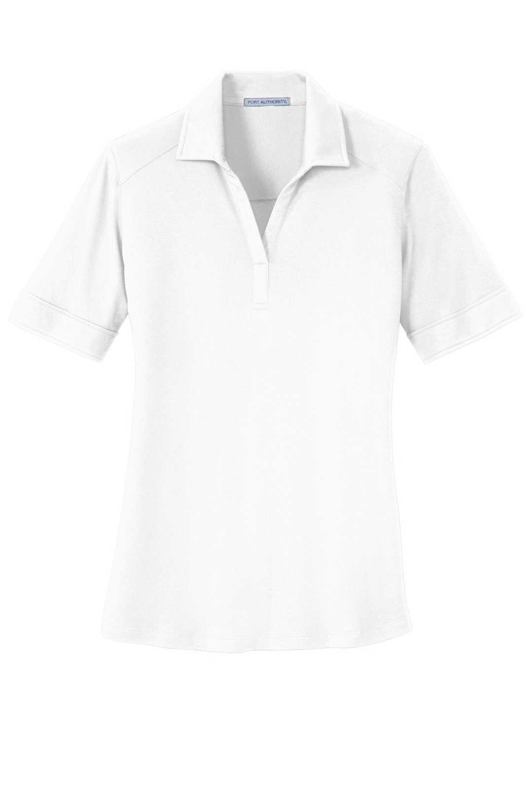 Port Authority L5200 Ladies Silk Touch Interlock Performance Polo - White - HIT a Double - 5