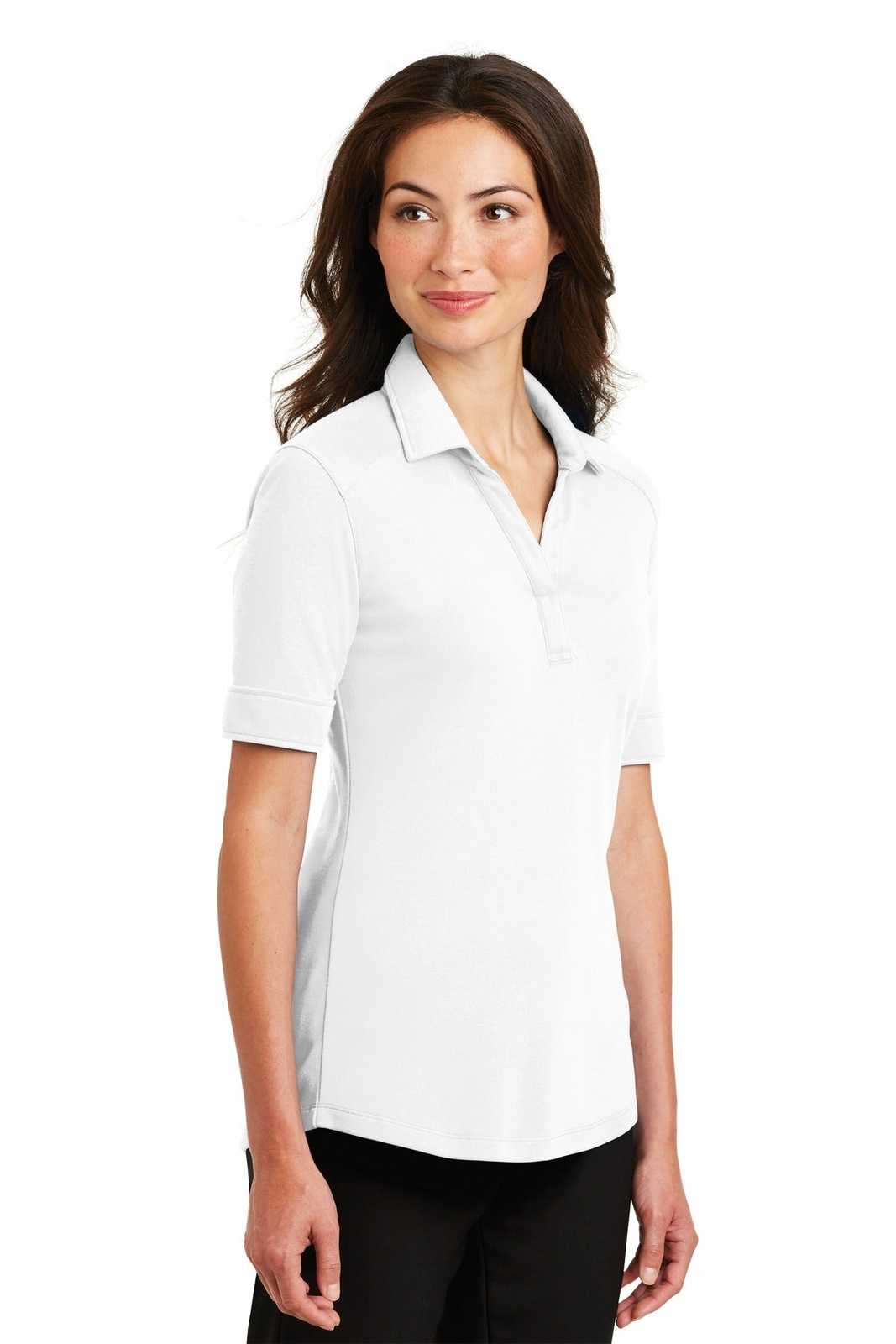 Port Authority L5200 Ladies Silk Touch Interlock Performance Polo - White - HIT a Double - 4