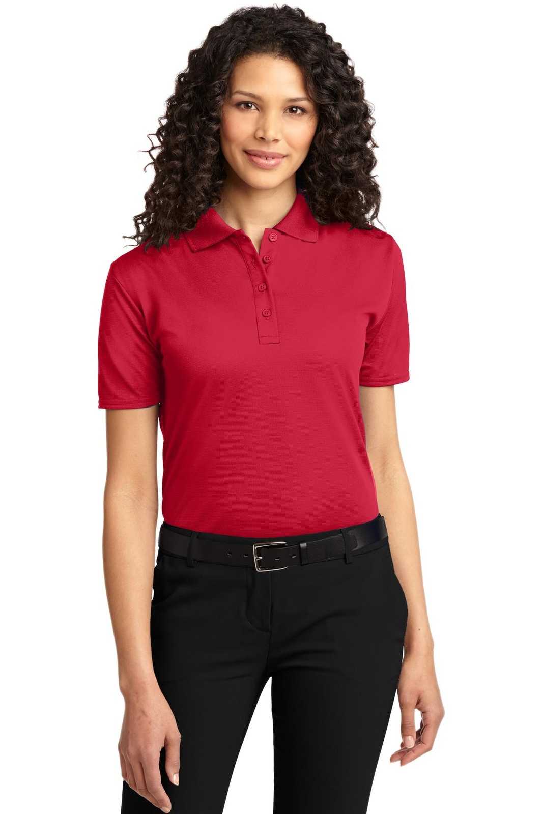 Port Authority L525 Ladies Dry Zone Ottoman Polo - Engine Red - HIT a Double - 1