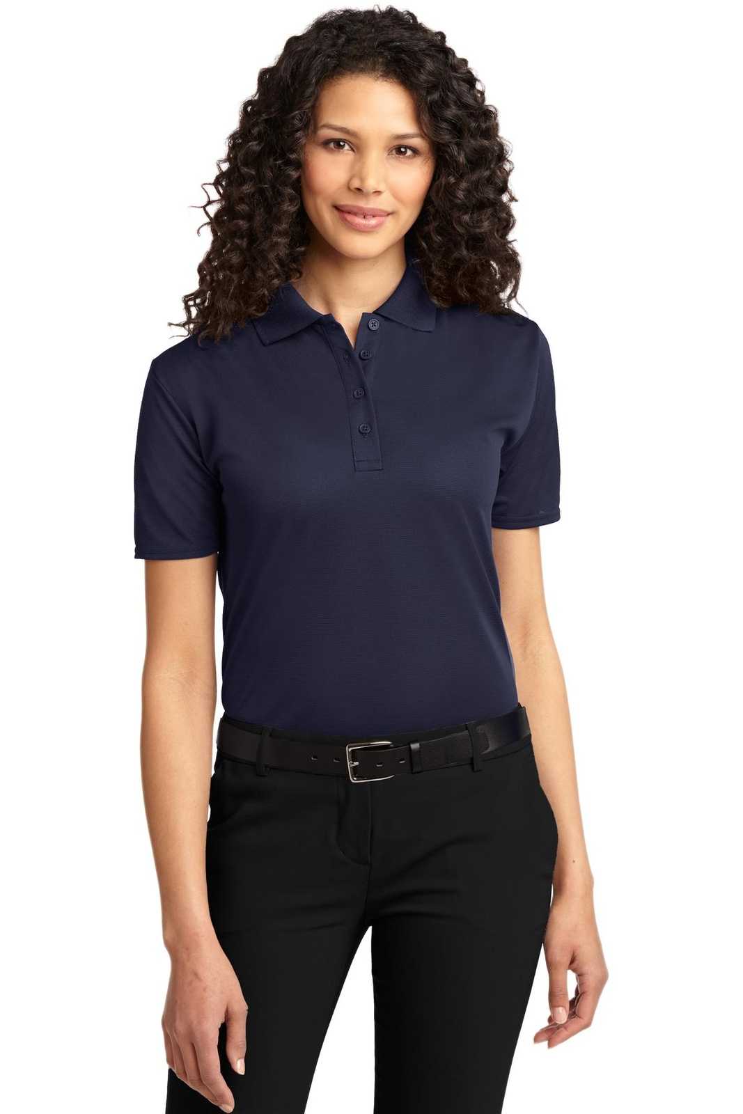 Port Authority L525 Ladies Dry Zone Ottoman Polo - Navy - HIT a Double - 1