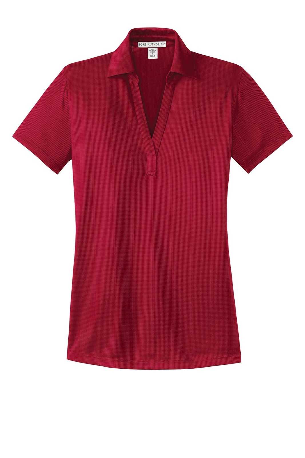 Port Authority L528 Ladies Performance Fine Jacquard Polo - Rich Red - HIT a Double - 5