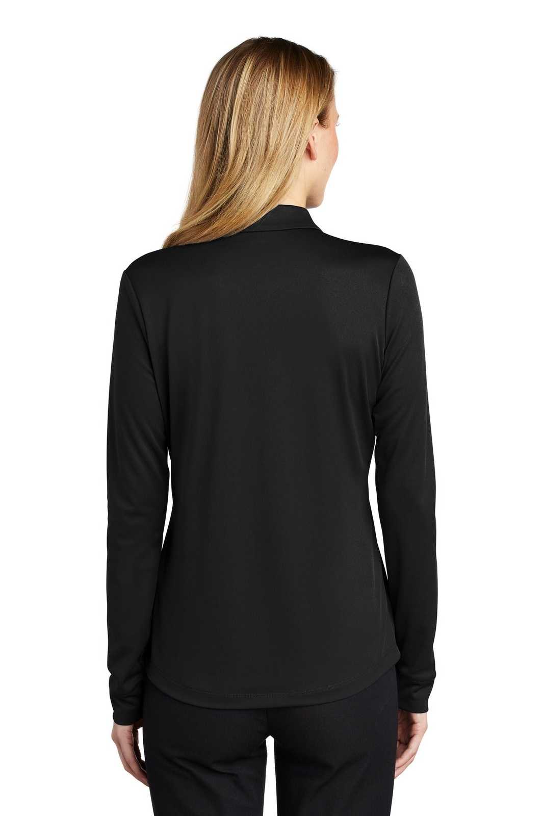 Port Authority L540LS Ladies Silk Touch Performance Long Sleeve Polo - Black - HIT a Double - 2