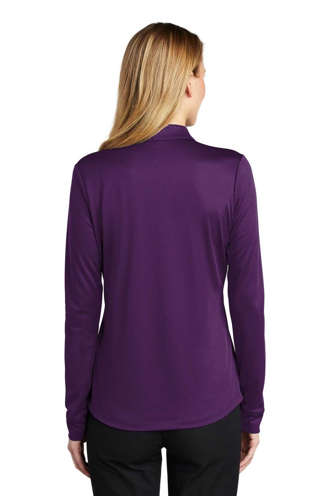 Port Authority L540LS Ladies Silk Touch Performance Long Sleeve Polo - Bright Purple - HIT a Double - 2