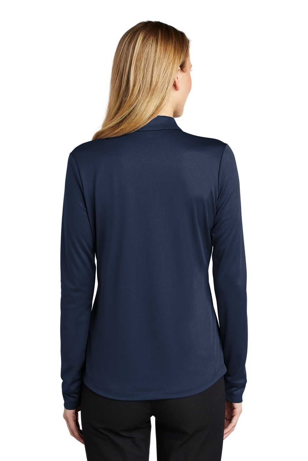 Port Authority L540LS Ladies Silk Touch Performance Long Sleeve Polo - Navy - HIT a Double - 2
