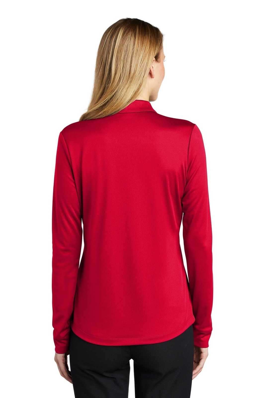 Port Authority L540LS Ladies Silk Touch Performance Long Sleeve Polo - Red - HIT a Double - 2