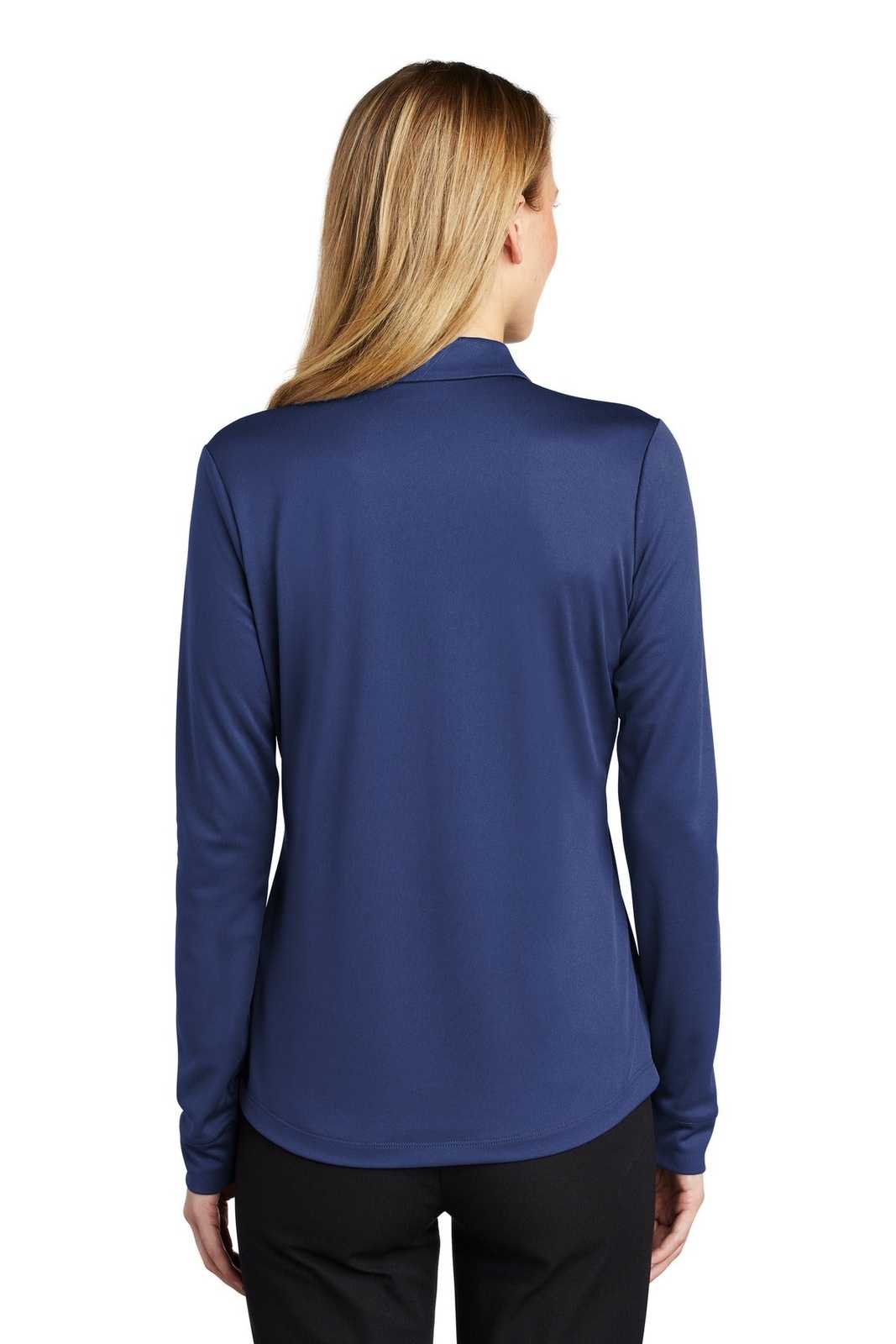 Port Authority L540LS Ladies Silk Touch Performance Long Sleeve Polo - Royal - HIT a Double - 2