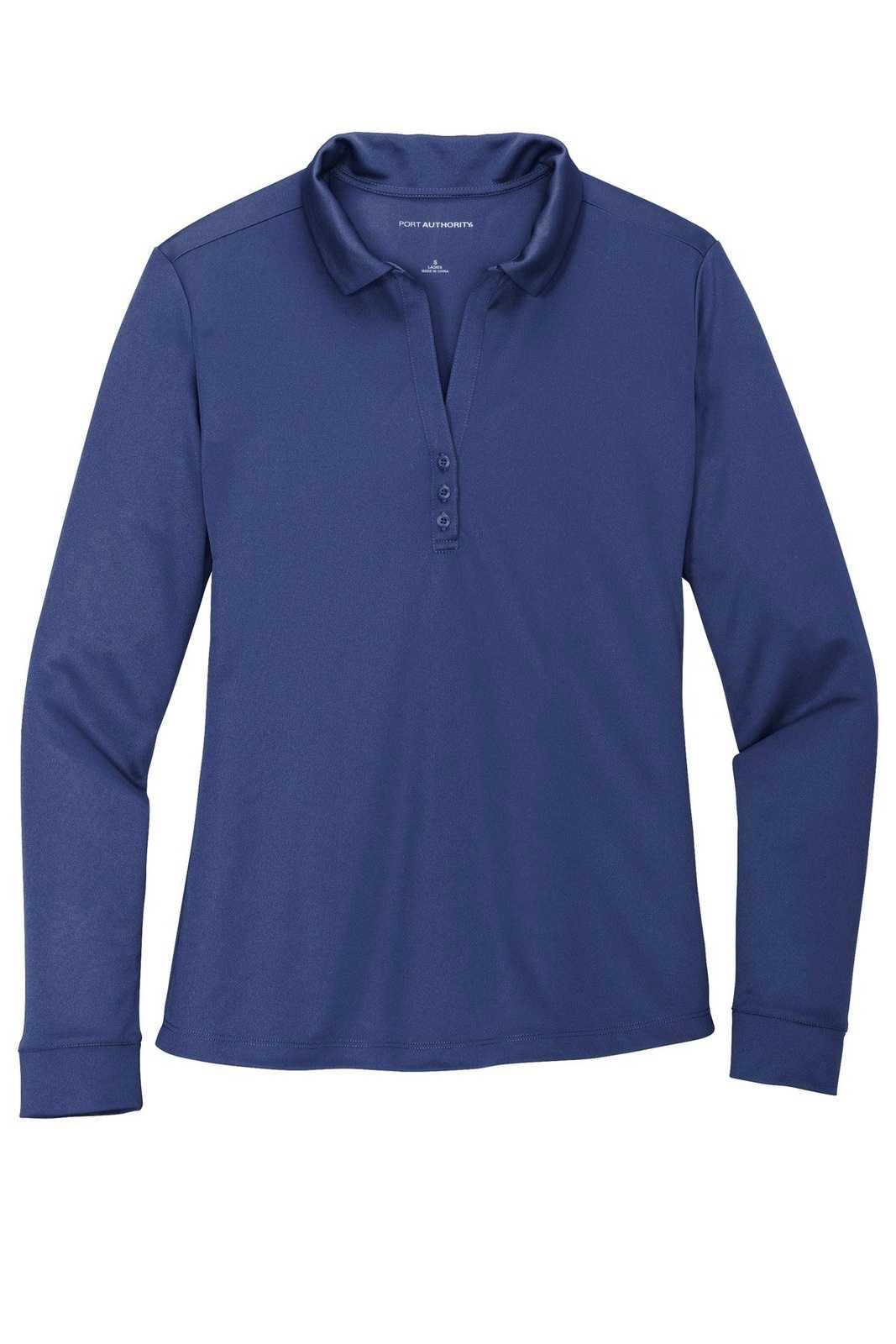 Port Authority L540LS Ladies Silk Touch Performance Long Sleeve Polo - Royal - HIT a Double - 5