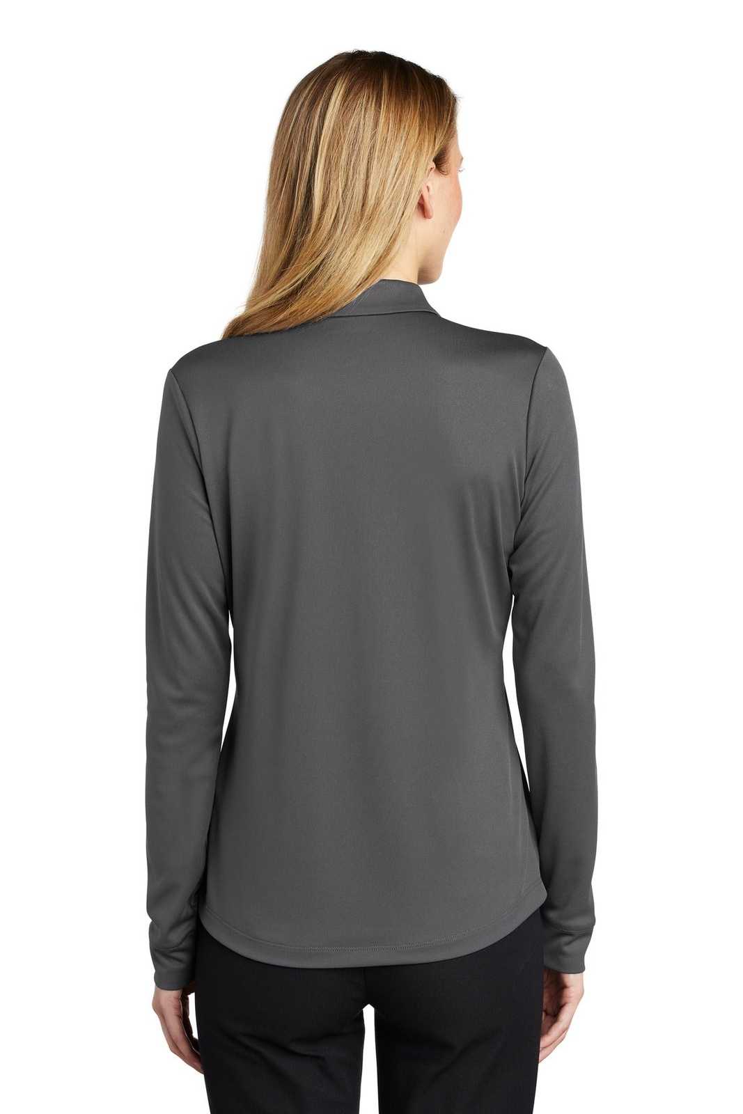 Port Authority L540LS Ladies Silk Touch Performance Long Sleeve Polo - Steel Gray - HIT a Double - 2