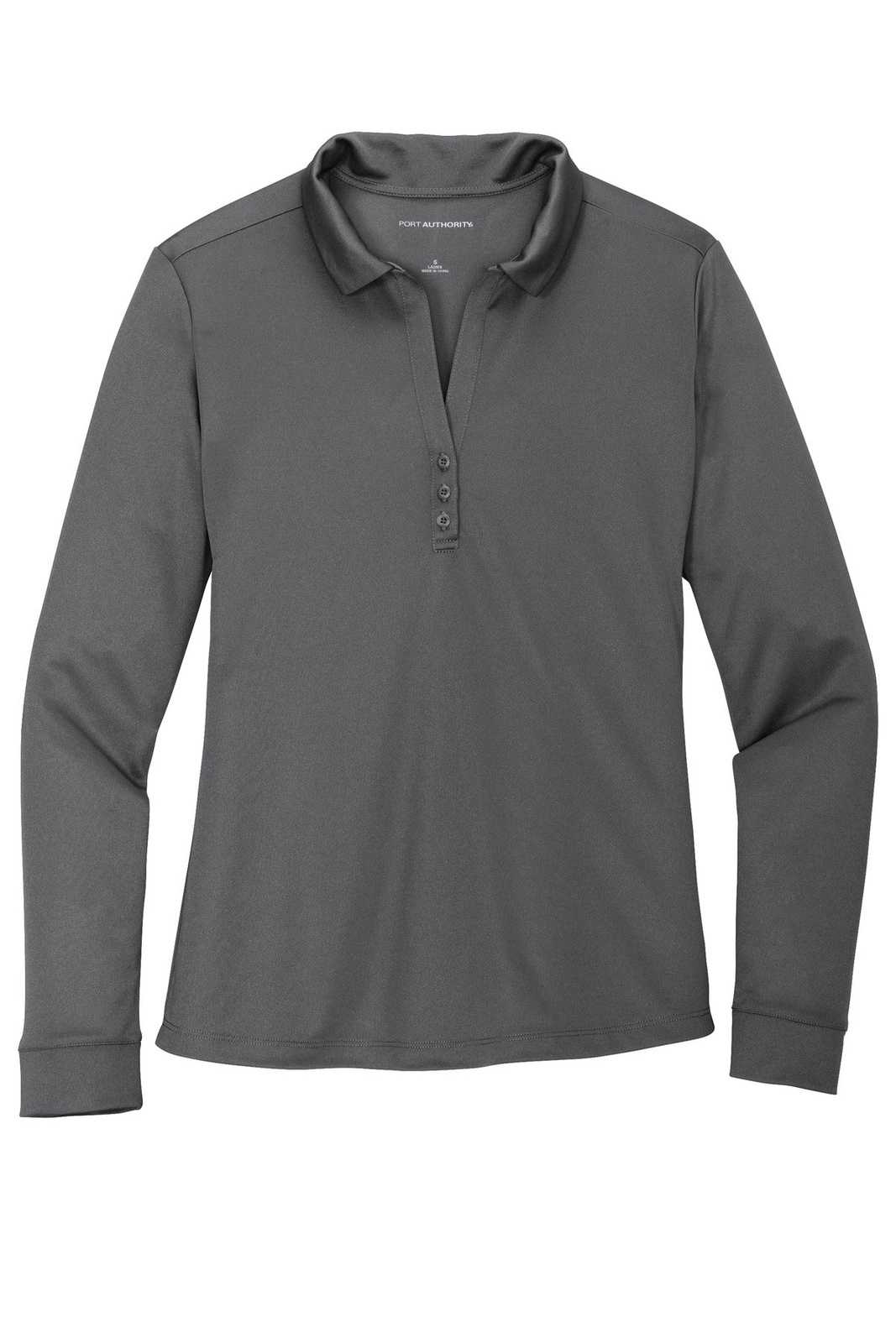 Port Authority L540LS Ladies Silk Touch Performance Long Sleeve Polo - Steel Gray - HIT a Double - 5