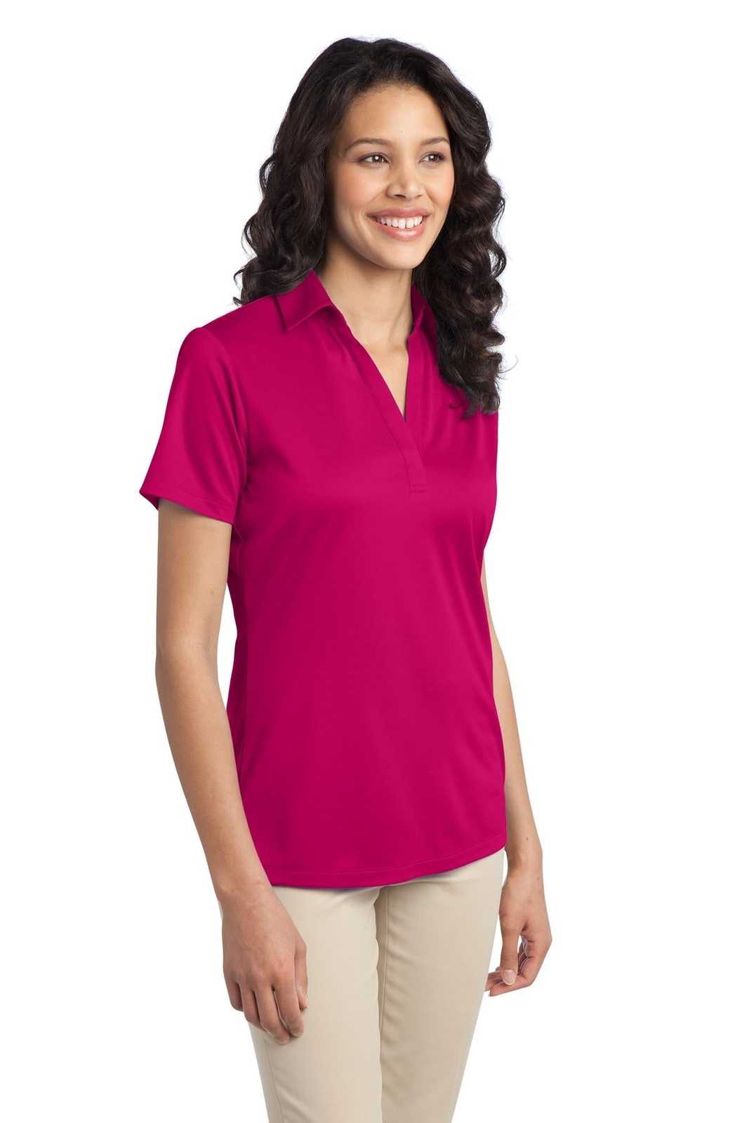 Port Authority L540 Ladies Silk Touch Performance Polo - Pink Raspberry - HIT a Double - 4