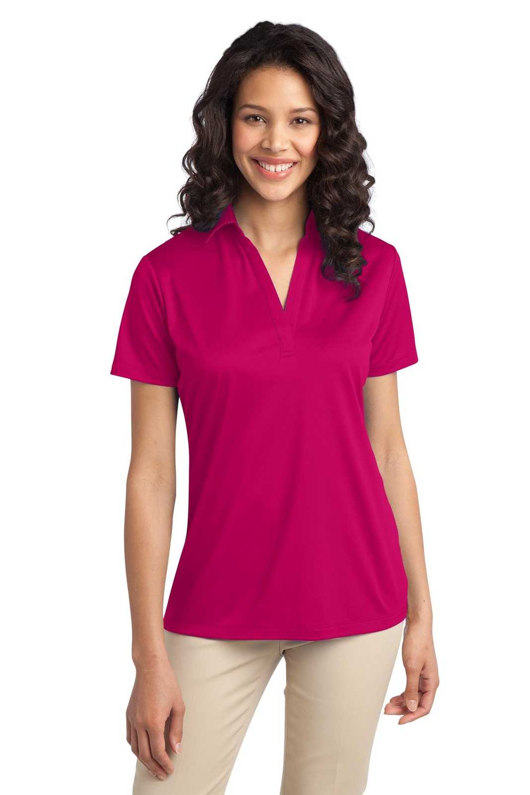 Port Authority L540 Ladies Silk Touch Performance Polo - Pink Raspberry - HIT a Double - 1