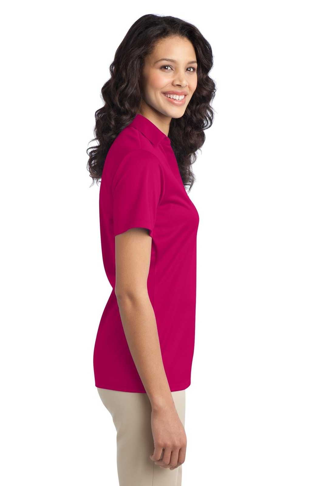 Port Authority L540 Ladies Silk Touch Performance Polo - Pink Raspberry - HIT a Double - 3