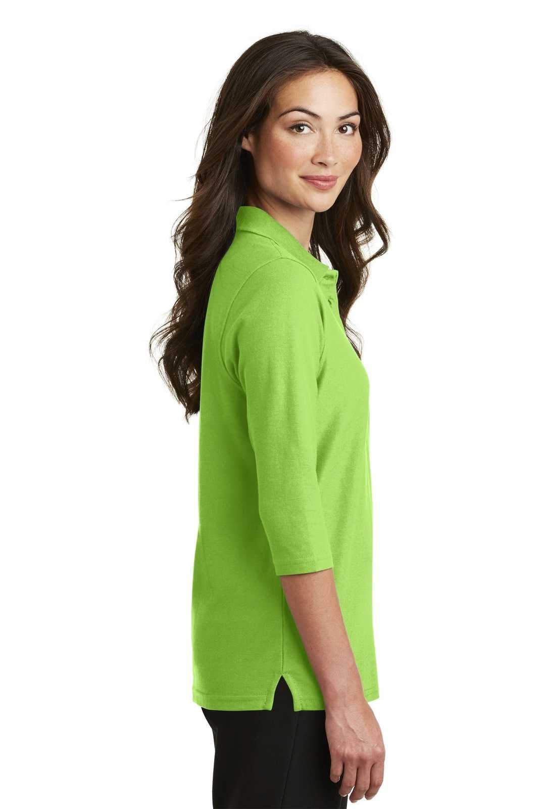 Port Authority L562 Ladies Silk Touch 3/4-Sleeve Polo - Lime - HIT a Double - 3