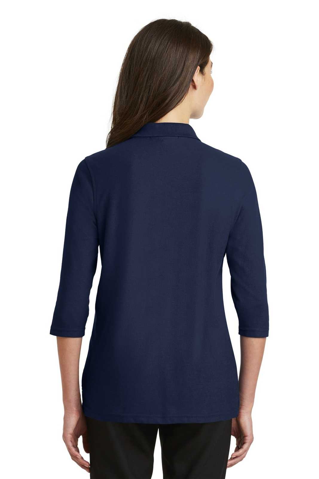 Port Authority L562 Ladies Silk Touch 3/4-Sleeve Polo - Navy - HIT a Double - 2