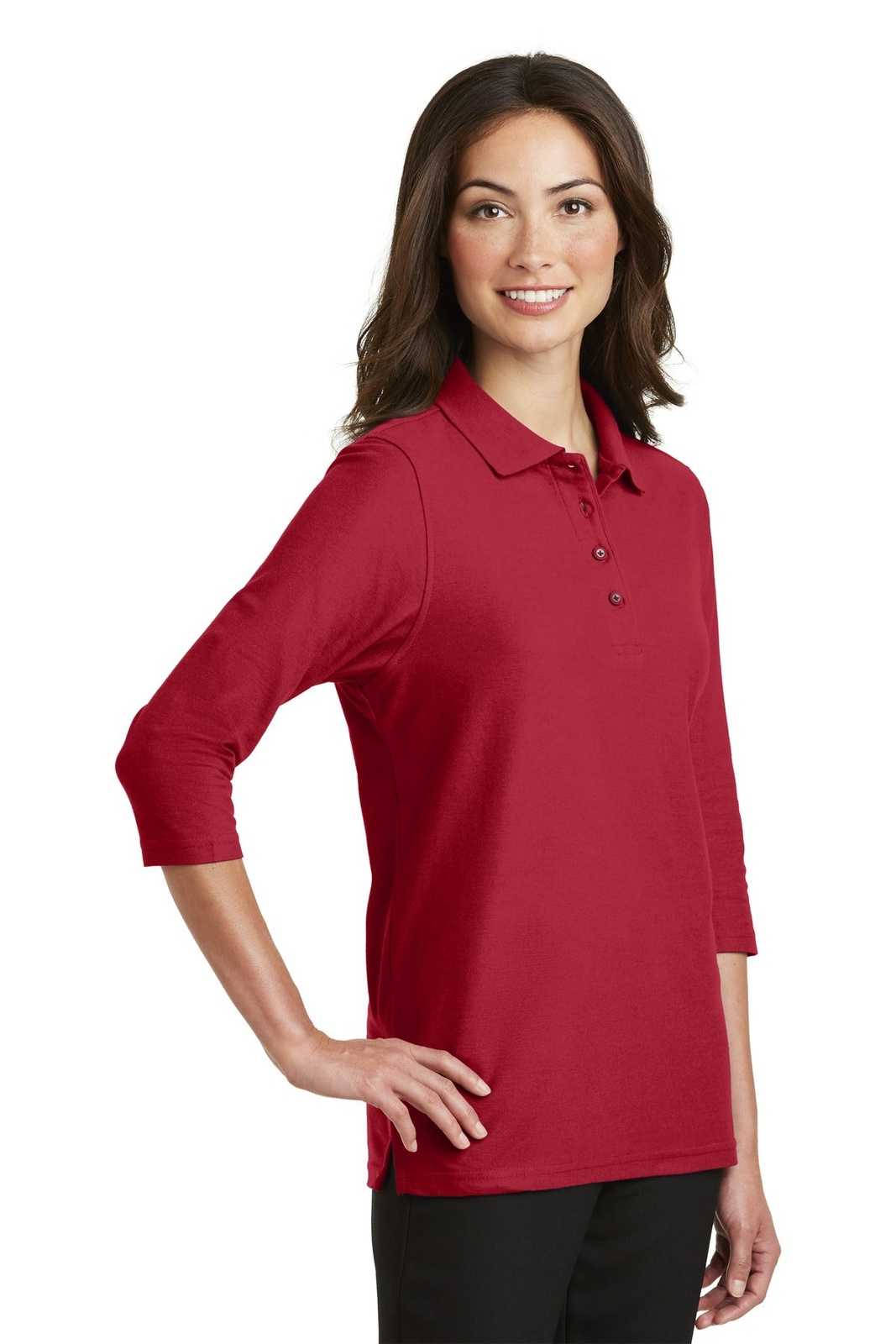 Port Authority L562 Ladies Silk Touch 3/4-Sleeve Polo - Red - HIT a Double - 4