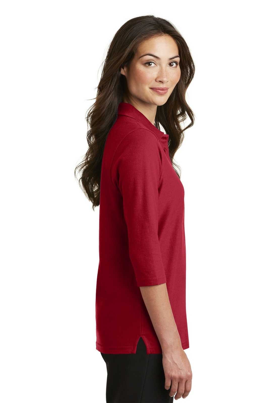 Port Authority L562 Ladies Silk Touch 3/4-Sleeve Polo - Red - HIT a Double - 3