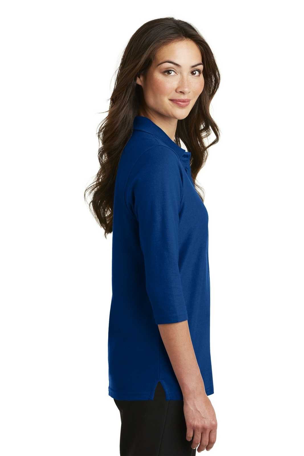 Port Authority L562 Ladies Silk Touch 3/4-Sleeve Polo - Royal - HIT a Double - 3