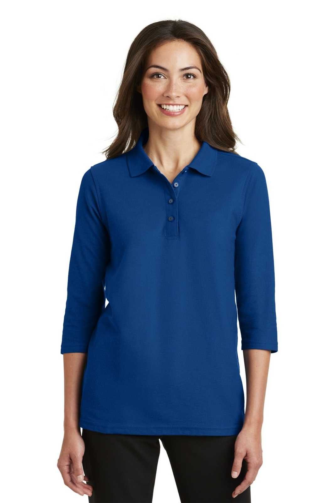 Port Authority L562 Ladies Silk Touch 3/4-Sleeve Polo - Royal - HIT a Double - 1