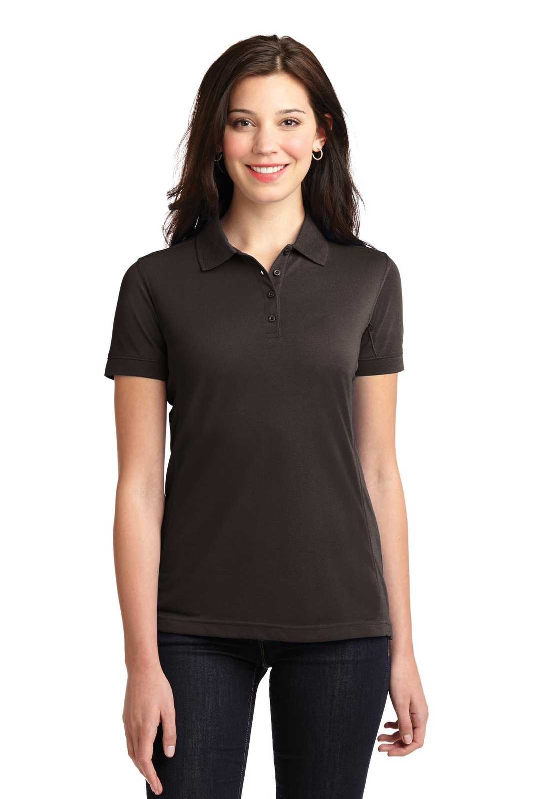 Port Authority L567 Ladies 5-In-1 Performance Pique Polo - Chocolate Brown - HIT a Double - 1