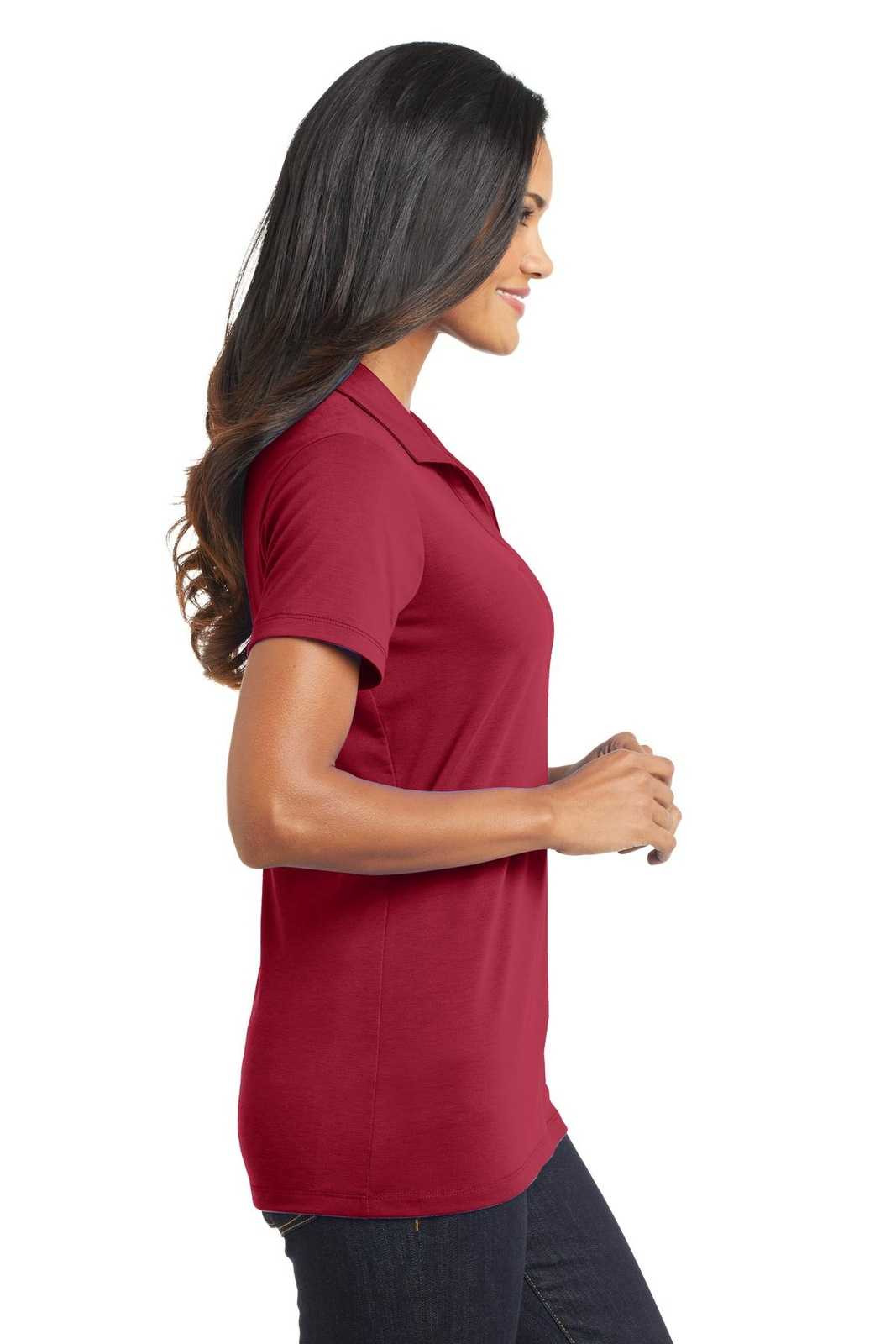 Port Authority L568 Ladies Cotton Touch Performance Polo - Chili Red - HIT a Double - 3