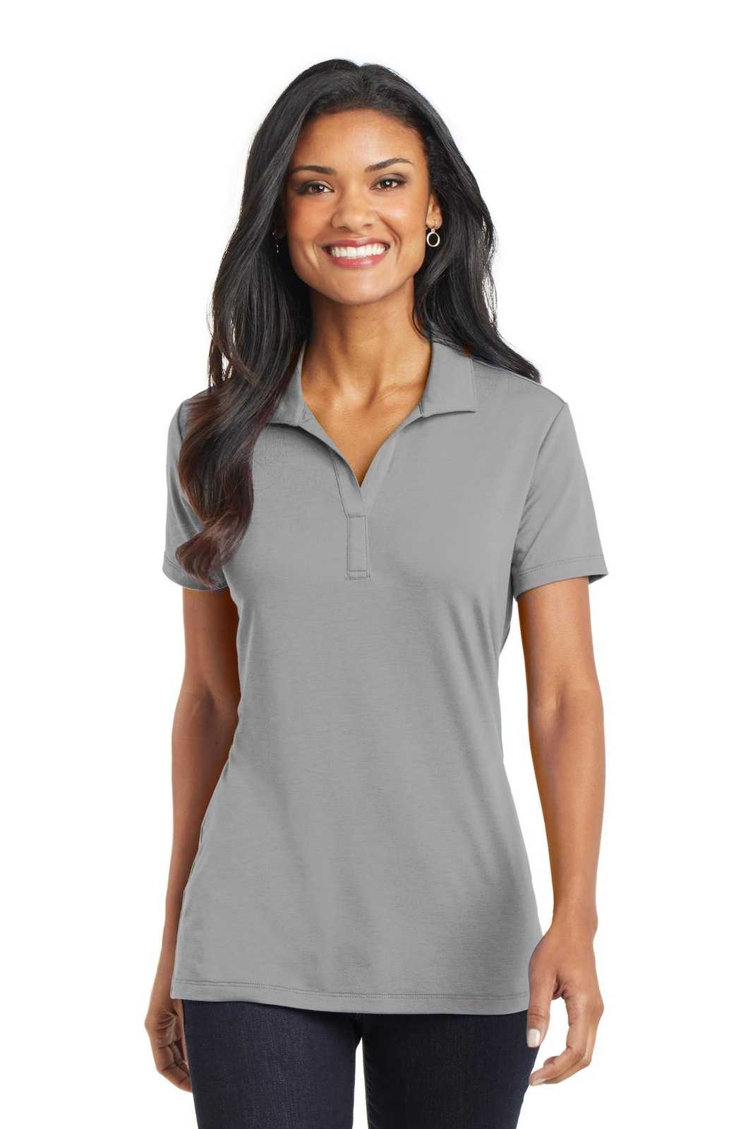 Port Authority L568 Ladies Cotton Touch Performance Polo - Frost Gray - HIT a Double - 1