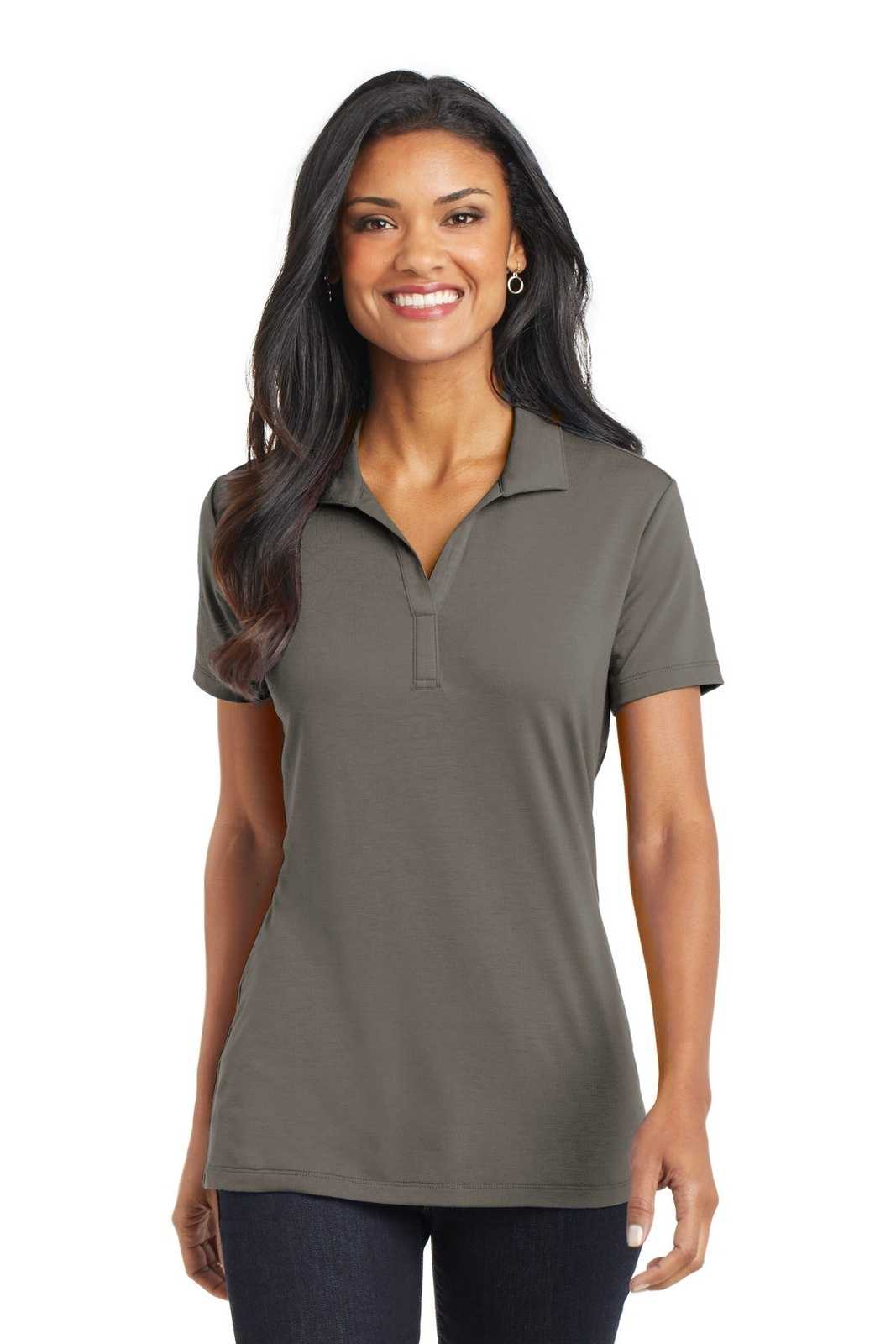 Port Authority L568 Ladies Cotton Touch Performance Polo - Gray Smoke - HIT a Double - 1