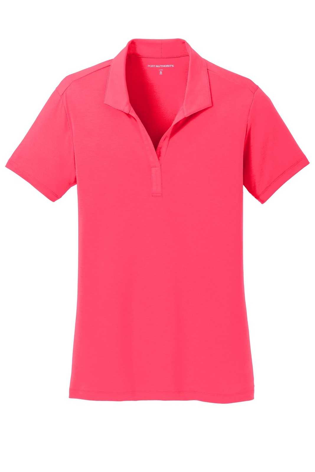 Port Authority L568 Ladies Cotton Touch Performance Polo - Hot Coral - HIT a Double - 5