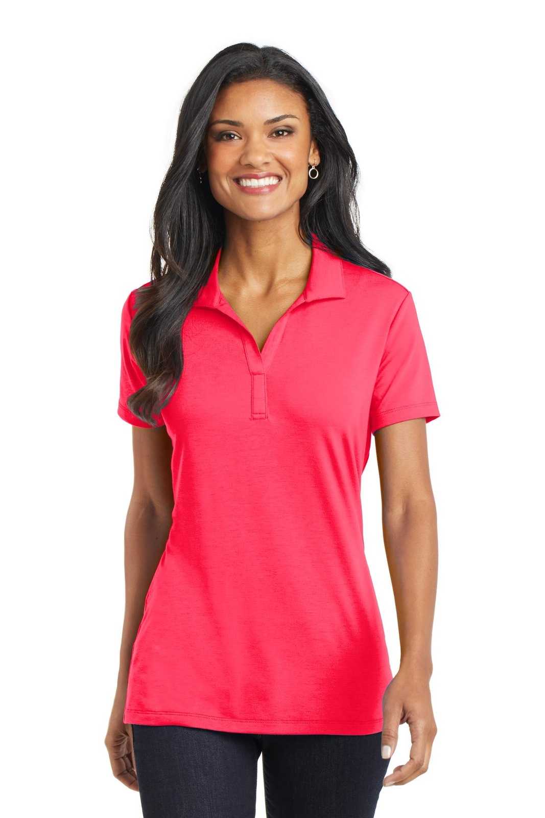 Port Authority L568 Ladies Cotton Touch Performance Polo - Hot Coral - HIT a Double - 1