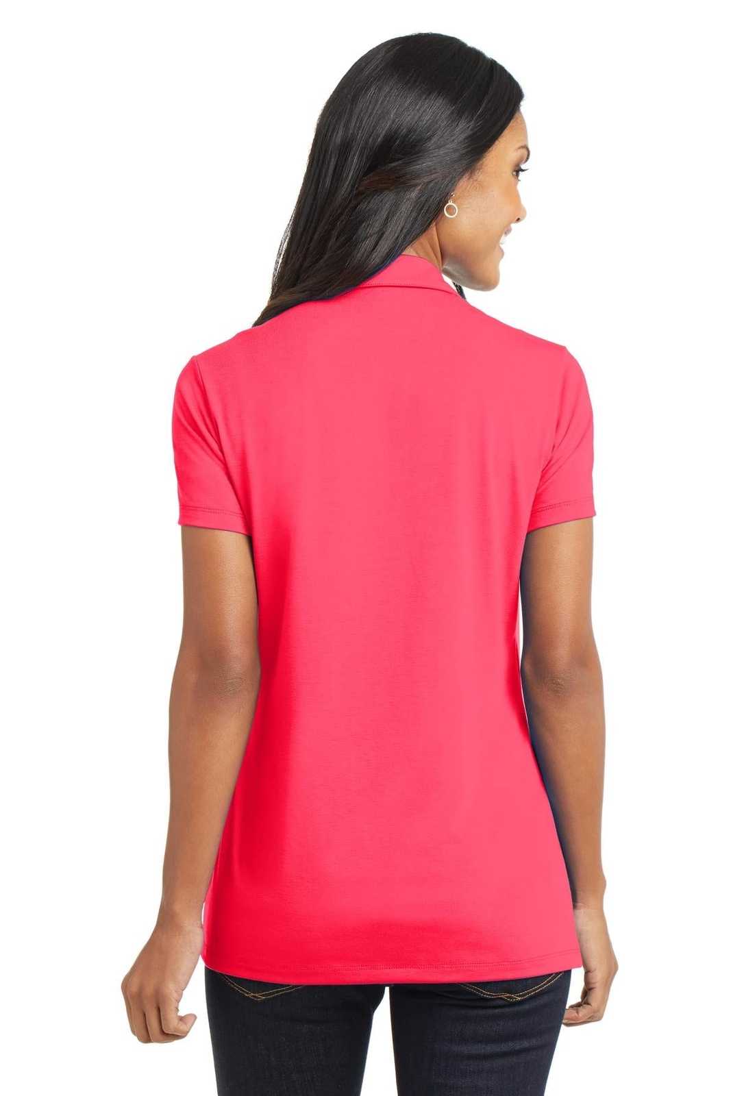 Port Authority L568 Ladies Cotton Touch Performance Polo - Hot Coral - HIT a Double - 2
