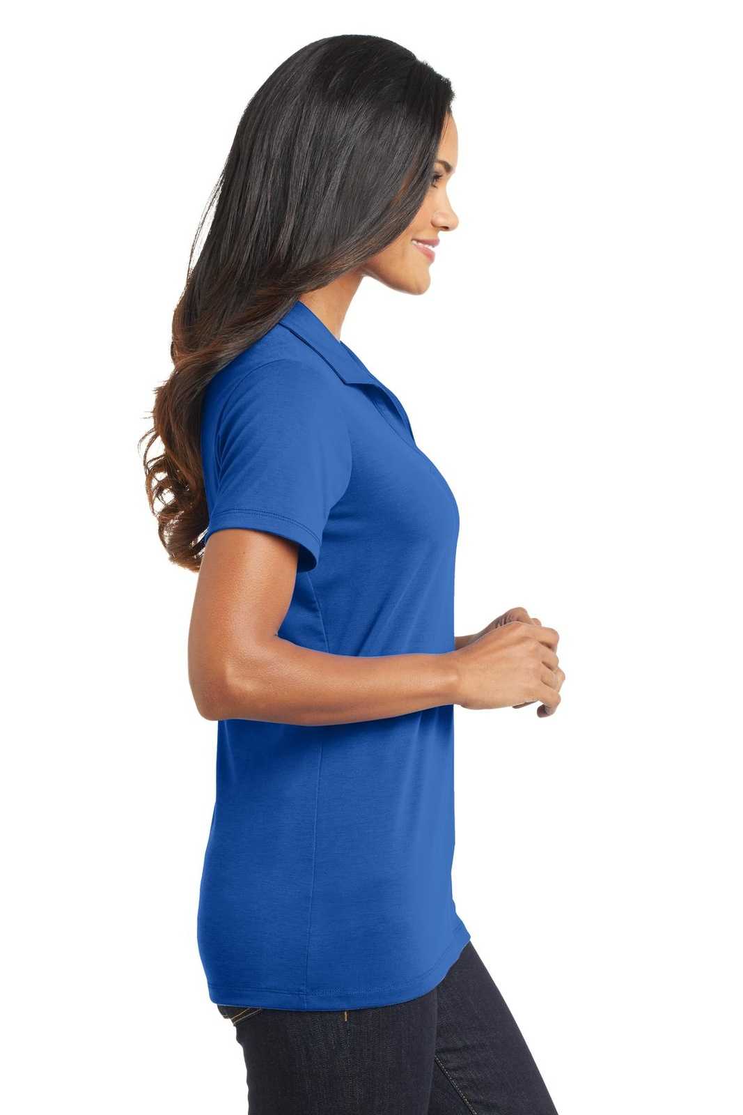 Port Authority L568 Ladies Cotton Touch Performance Polo - Strong Blue - HIT a Double - 3
