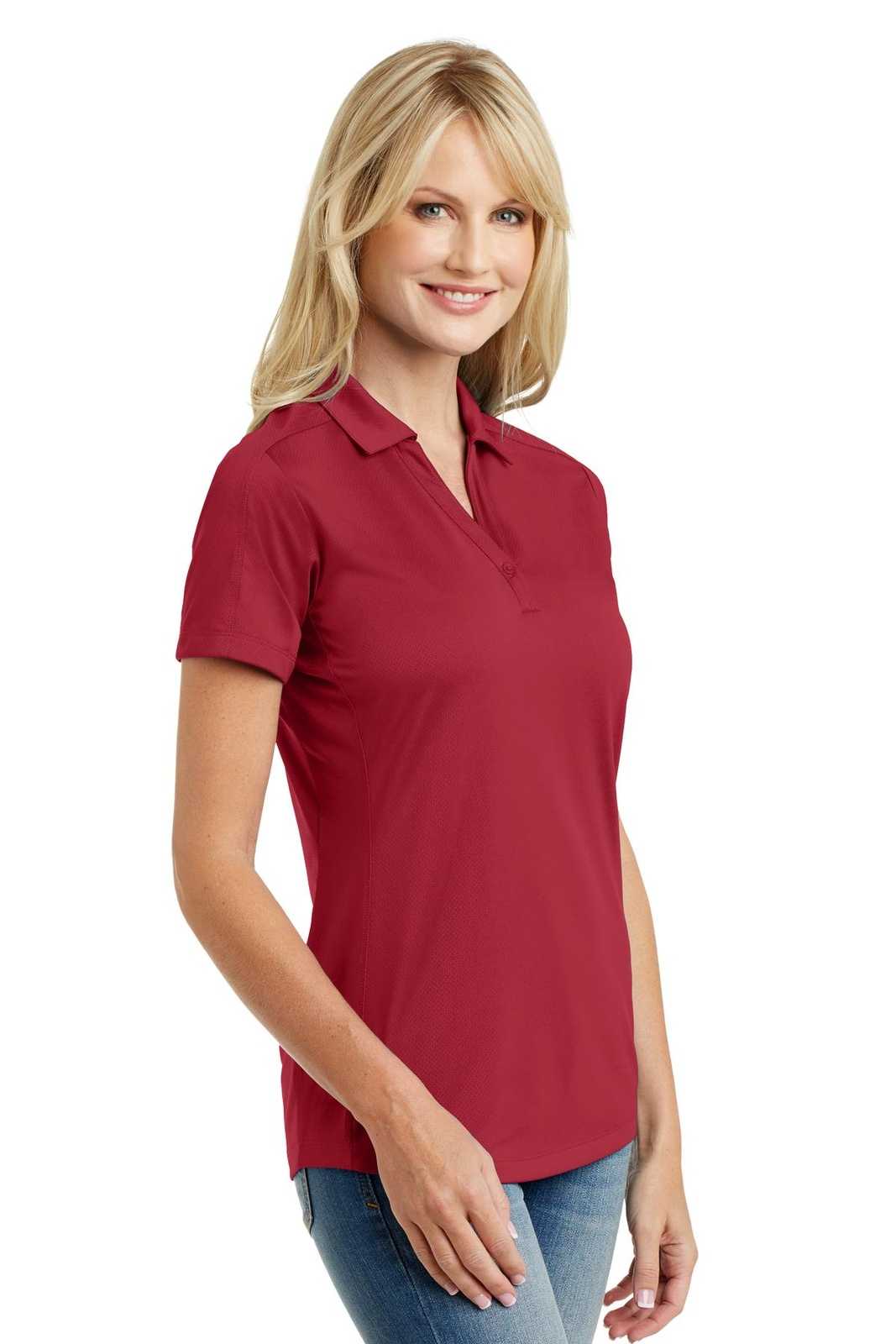Port Authority L569 Ladies Diamond Jacquard Polo - Rich Red - HIT a Double - 4