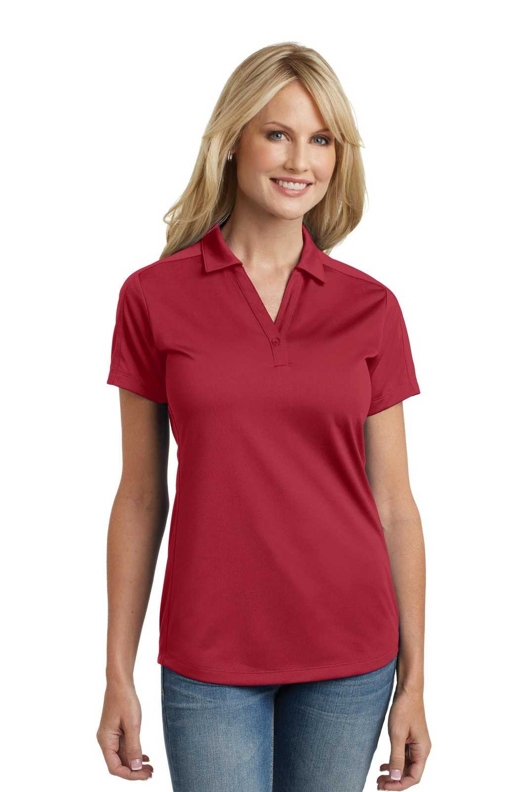 Port Authority L569 Ladies Diamond Jacquard Polo - Rich Red - HIT a Double - 1