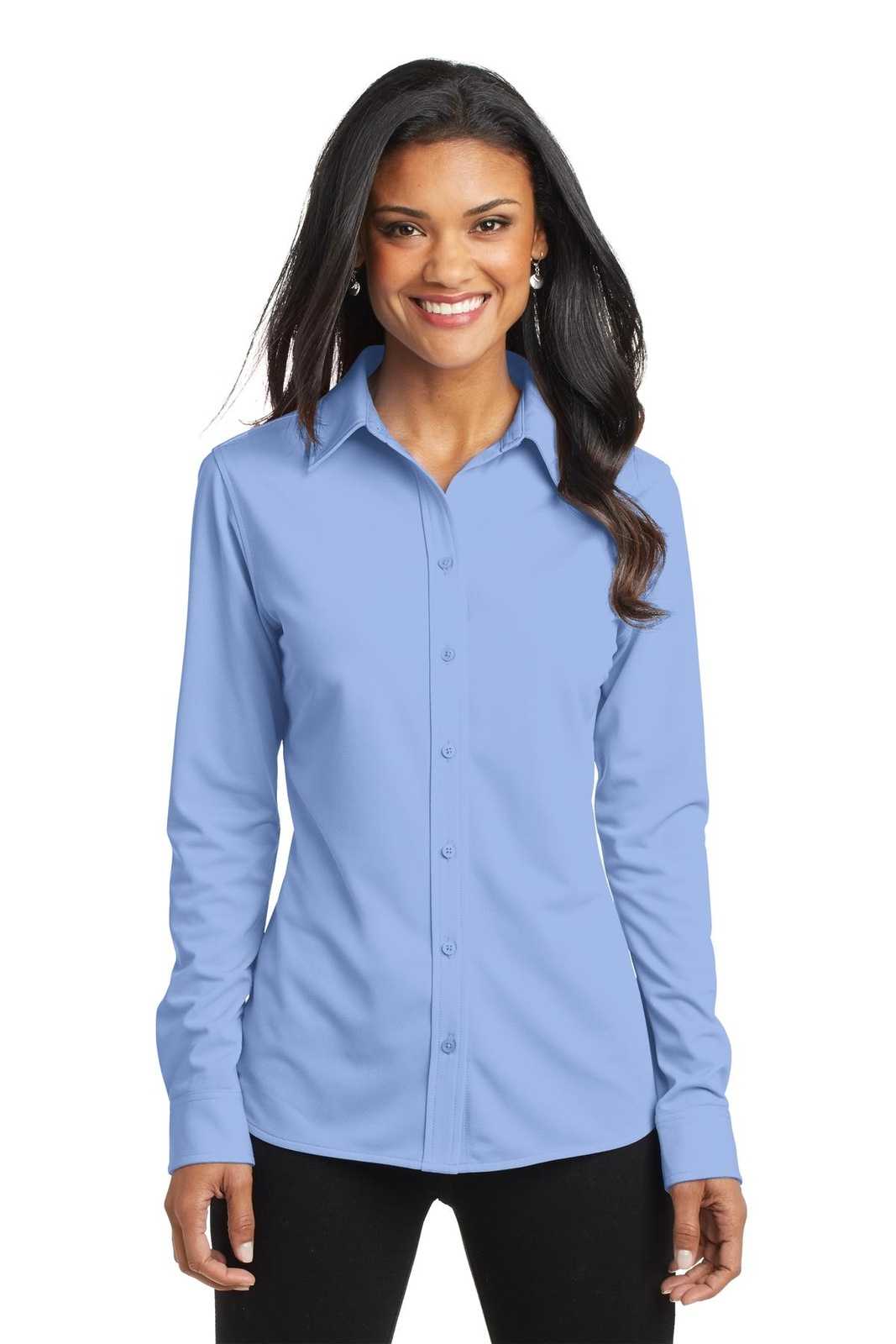 Port Authority L570 Ladies Dimension Knit Dress Shirt - Dress Shirt Blue - HIT a Double - 1