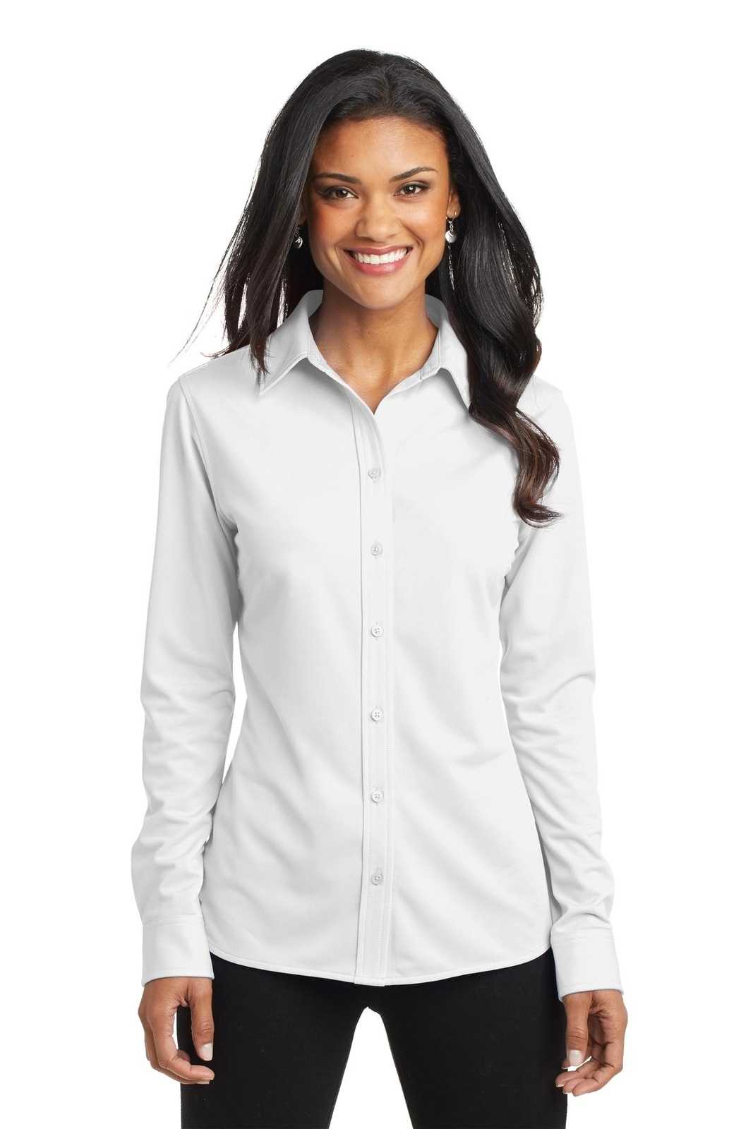 Port Authority L570 Ladies Dimension Knit Dress Shirt - White - HIT a Double - 1