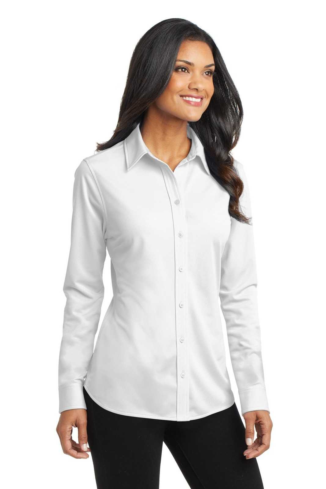 Port Authority L570 Ladies Dimension Knit Dress Shirt - White - HIT a Double - 4