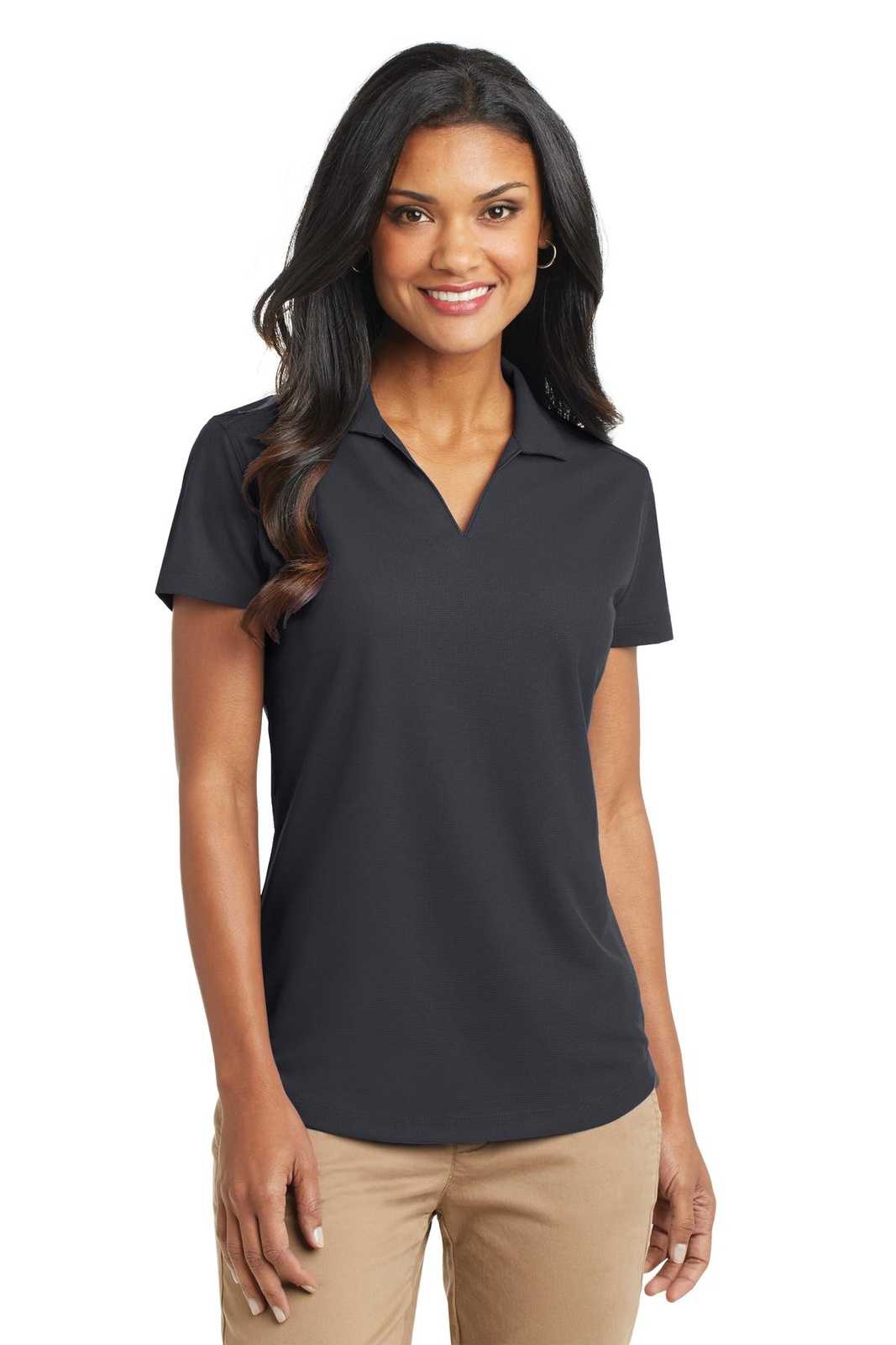Port Authority L572 Ladies Dry Zone Grid Polo - Battleship Gray - HIT a Double - 1