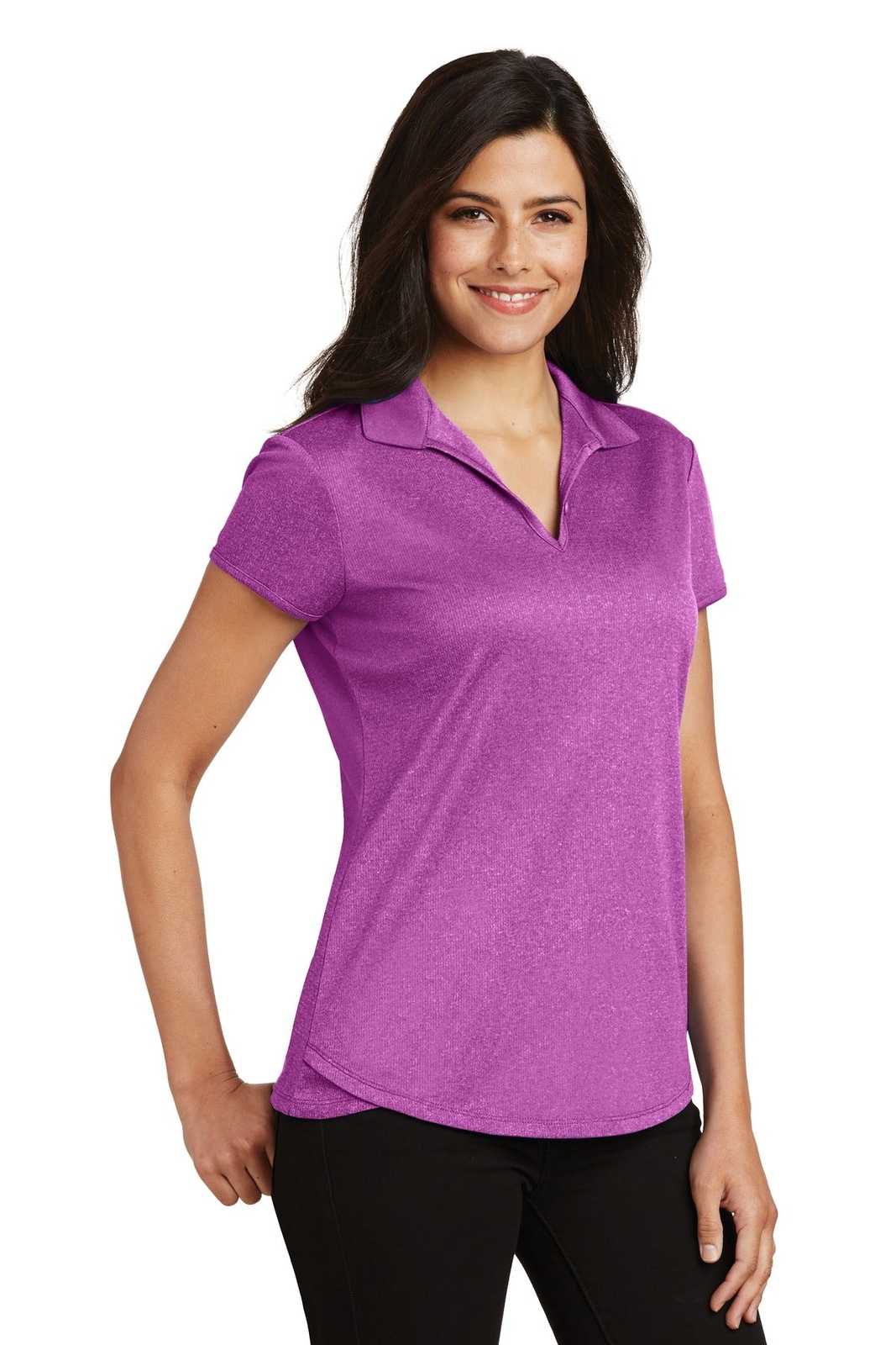 Port Authority L576 Ladies Trace Heather Polo - Berry Heather - HIT a Double - 4
