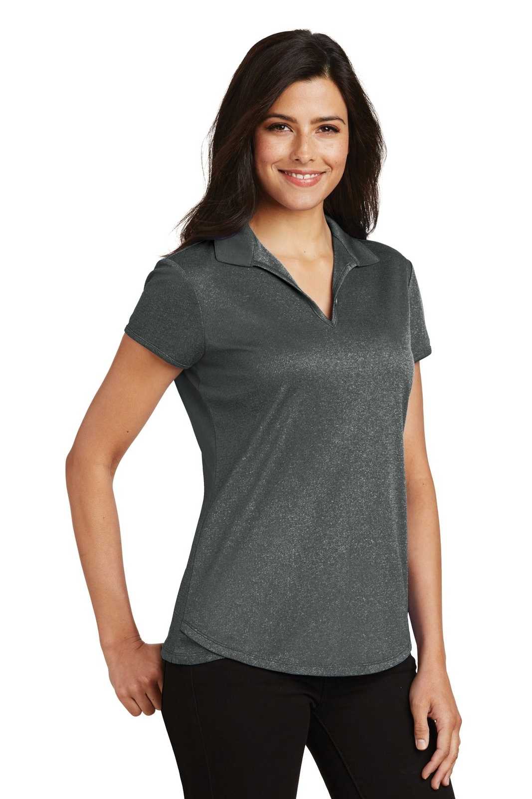 Port Authority L576 Ladies Trace Heather Polo - Charcoal Heather - HIT a Double - 4
