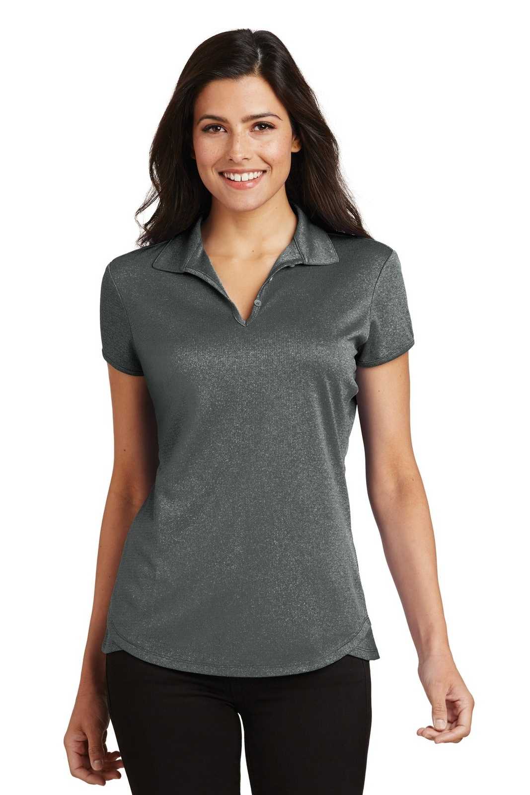Port Authority L576 Ladies Trace Heather Polo - Charcoal Heather - HIT a Double - 1