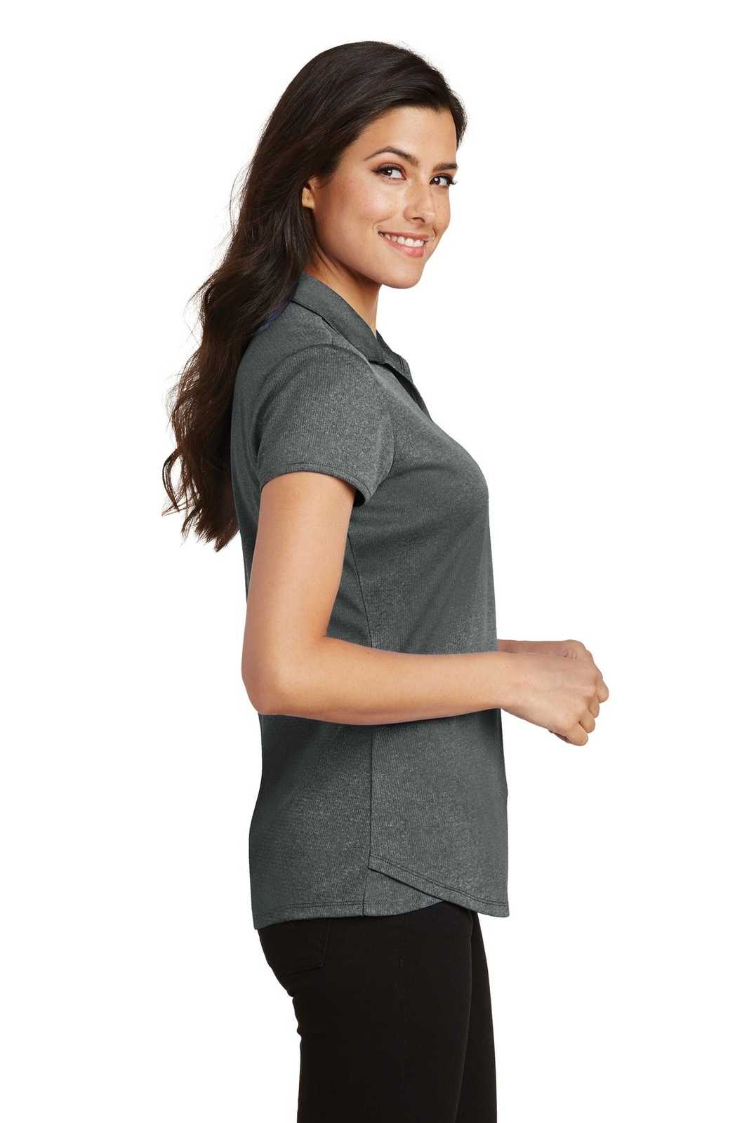 Port Authority L576 Ladies Trace Heather Polo - Charcoal Heather - HIT a Double - 3