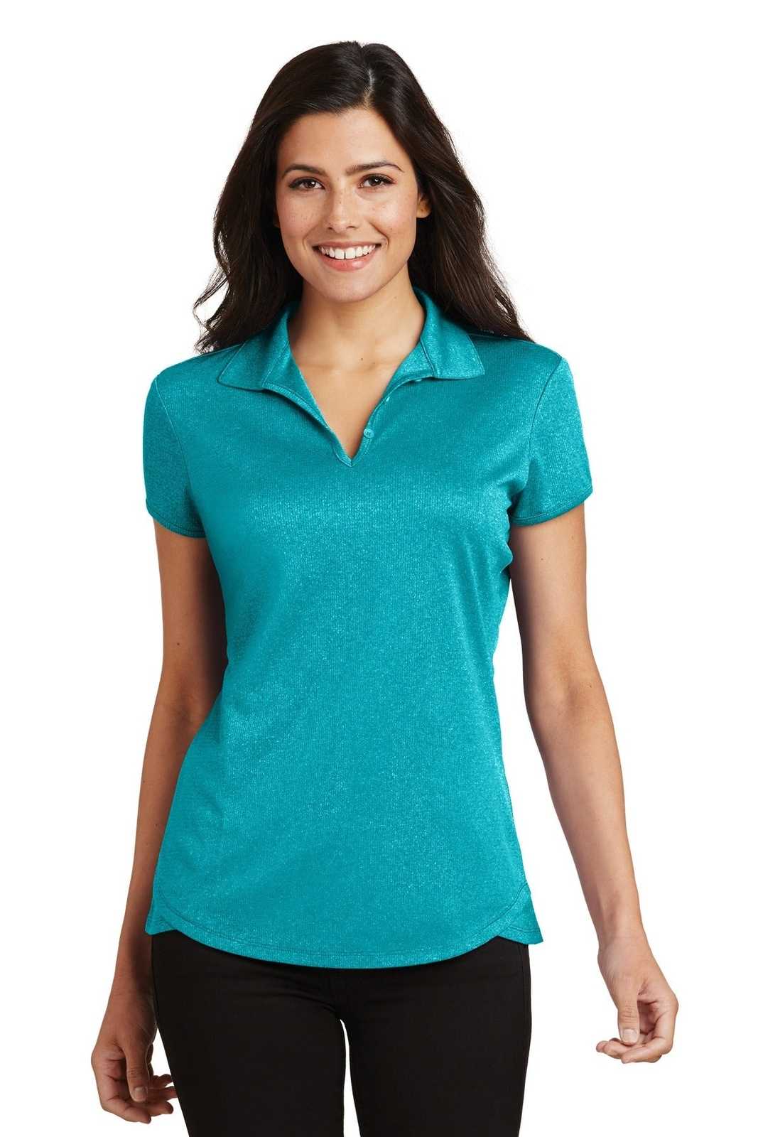 Port Authority L576 Ladies Trace Heather Polo - Tropic Blue Heather - HIT a Double - 1