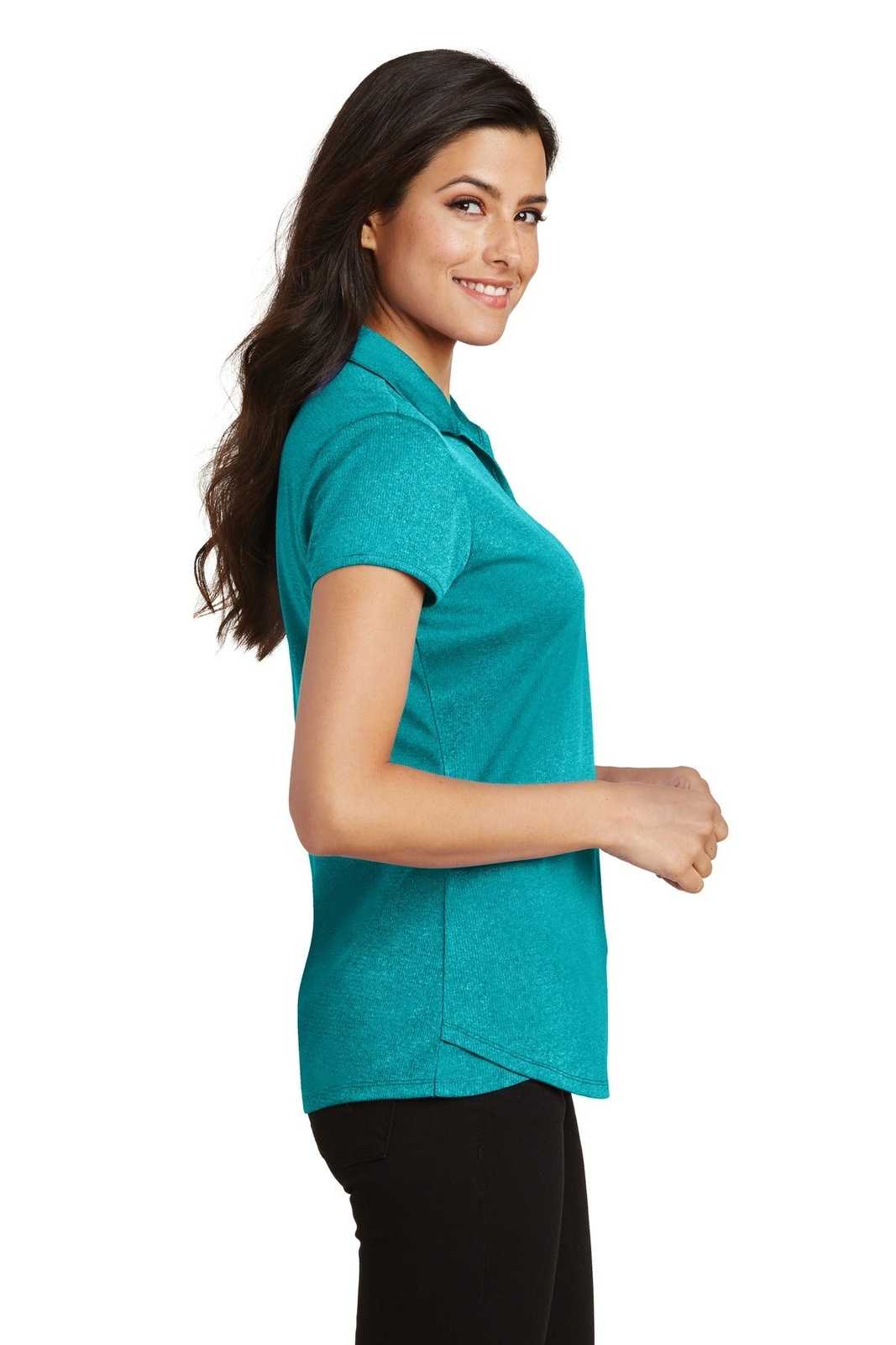 Port Authority L576 Ladies Trace Heather Polo - Tropic Blue Heather - HIT a Double - 3