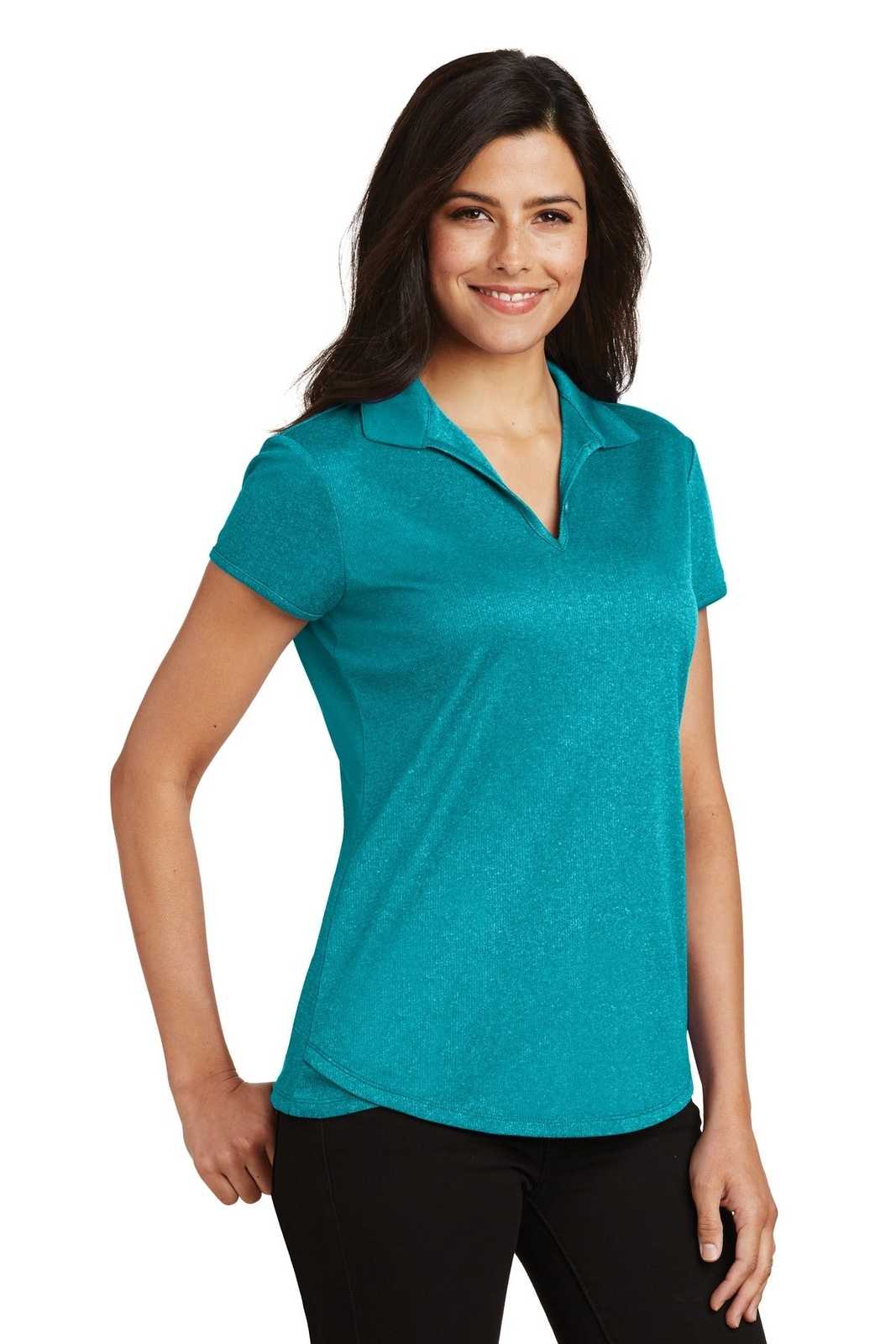 Port Authority L576 Ladies Trace Heather Polo - Tropic Blue Heather - HIT a Double - 4