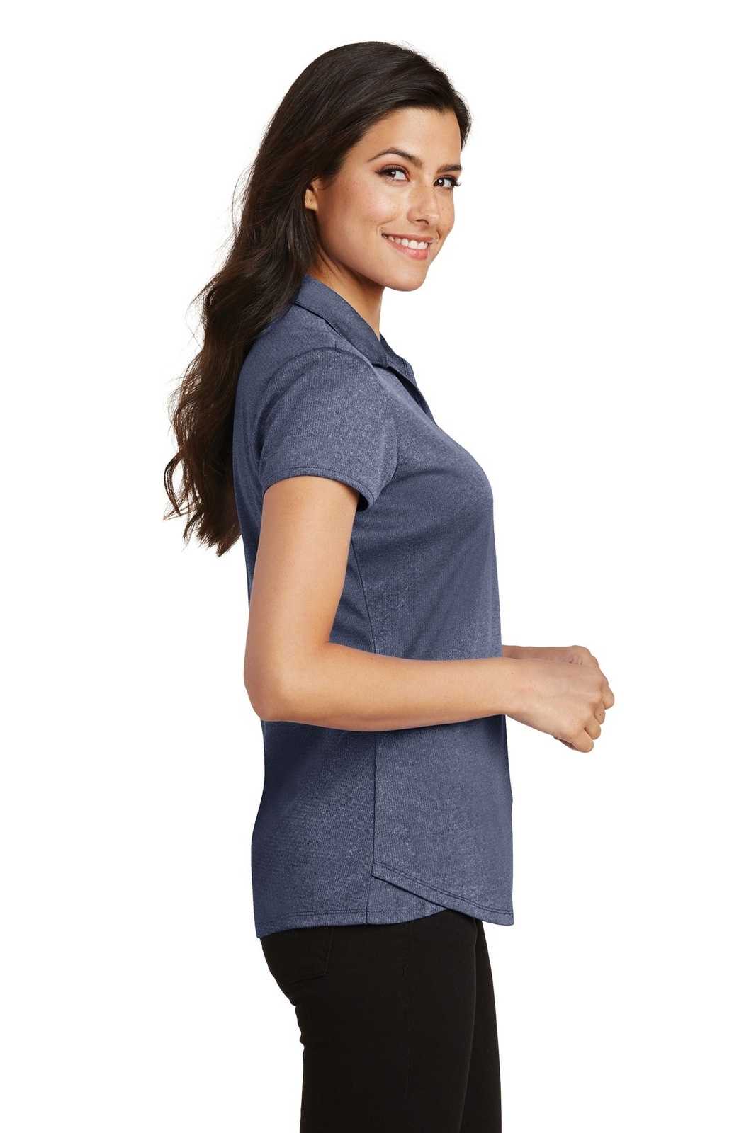 Port Authority L576 Ladies Trace Heather Polo - True Navy Heather - HIT a Double - 3