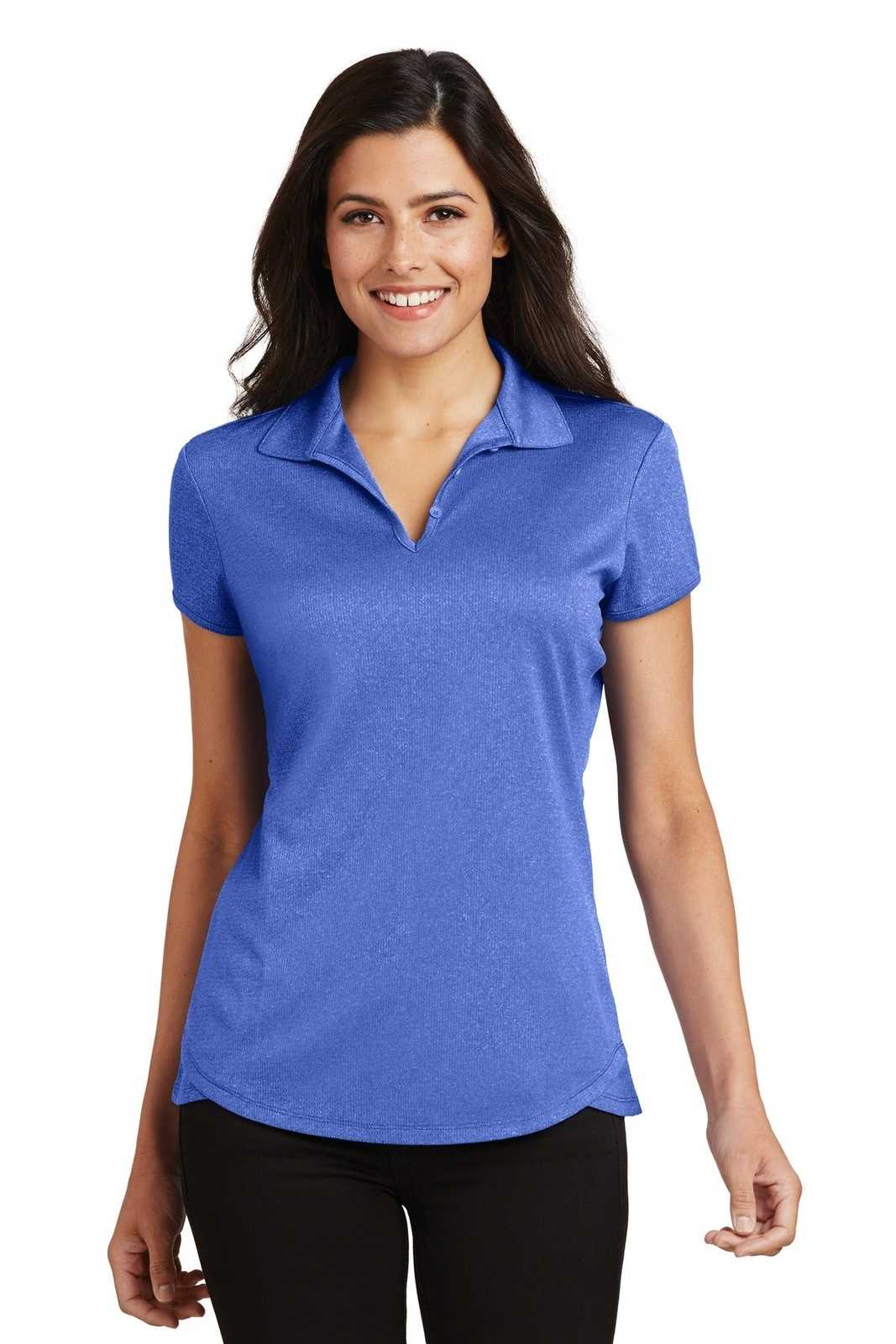 Port Authority L576 Ladies Trace Heather Polo - True Royal Heather - HIT a Double - 1