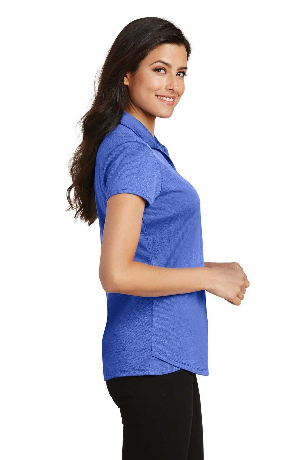 Port Authority L576 Ladies Trace Heather Polo - True Royal Heather - HIT a Double - 3