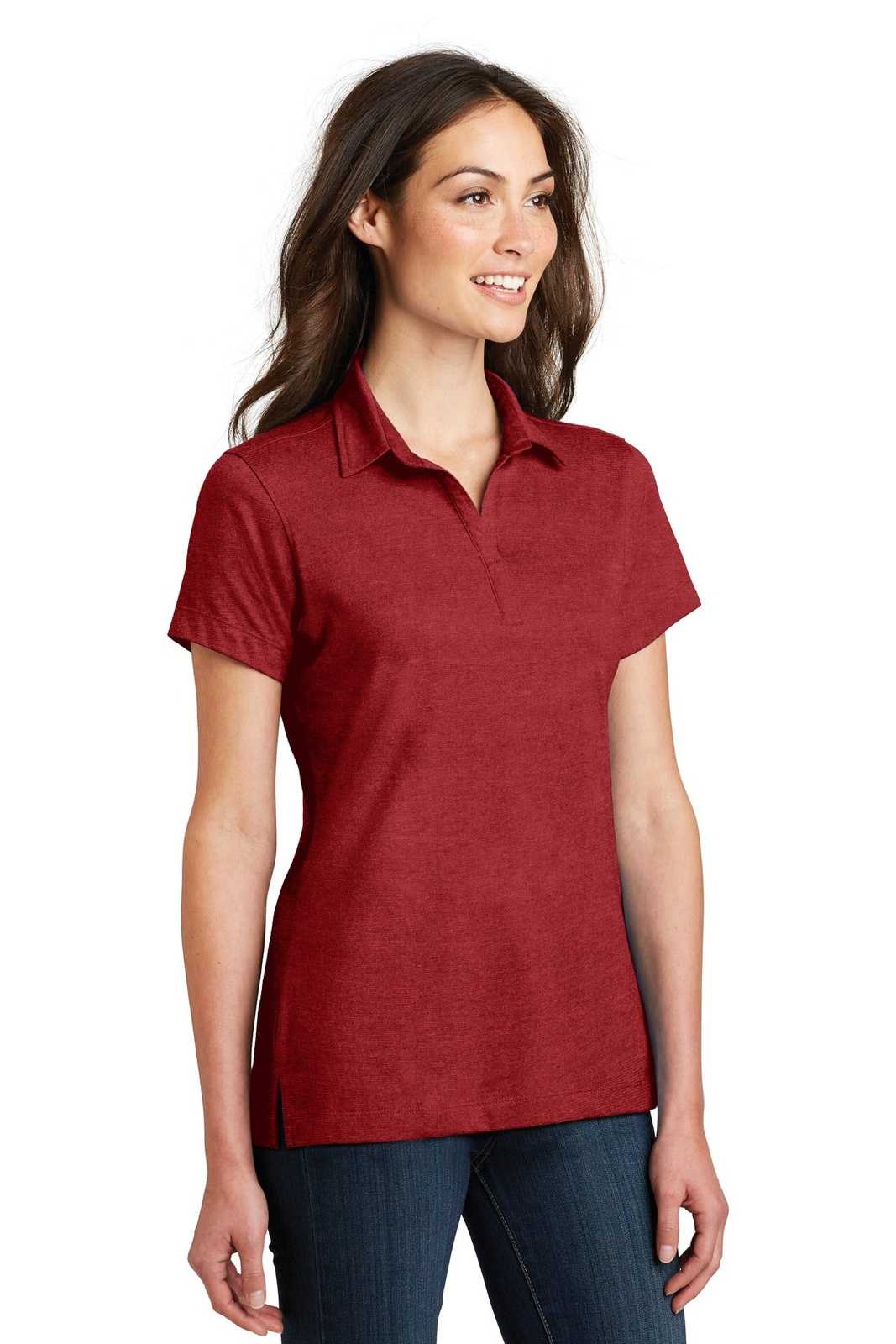 Port Authority L577 Ladies Meridian Cotton Blend Polo - Flame Red - HIT a Double - 4